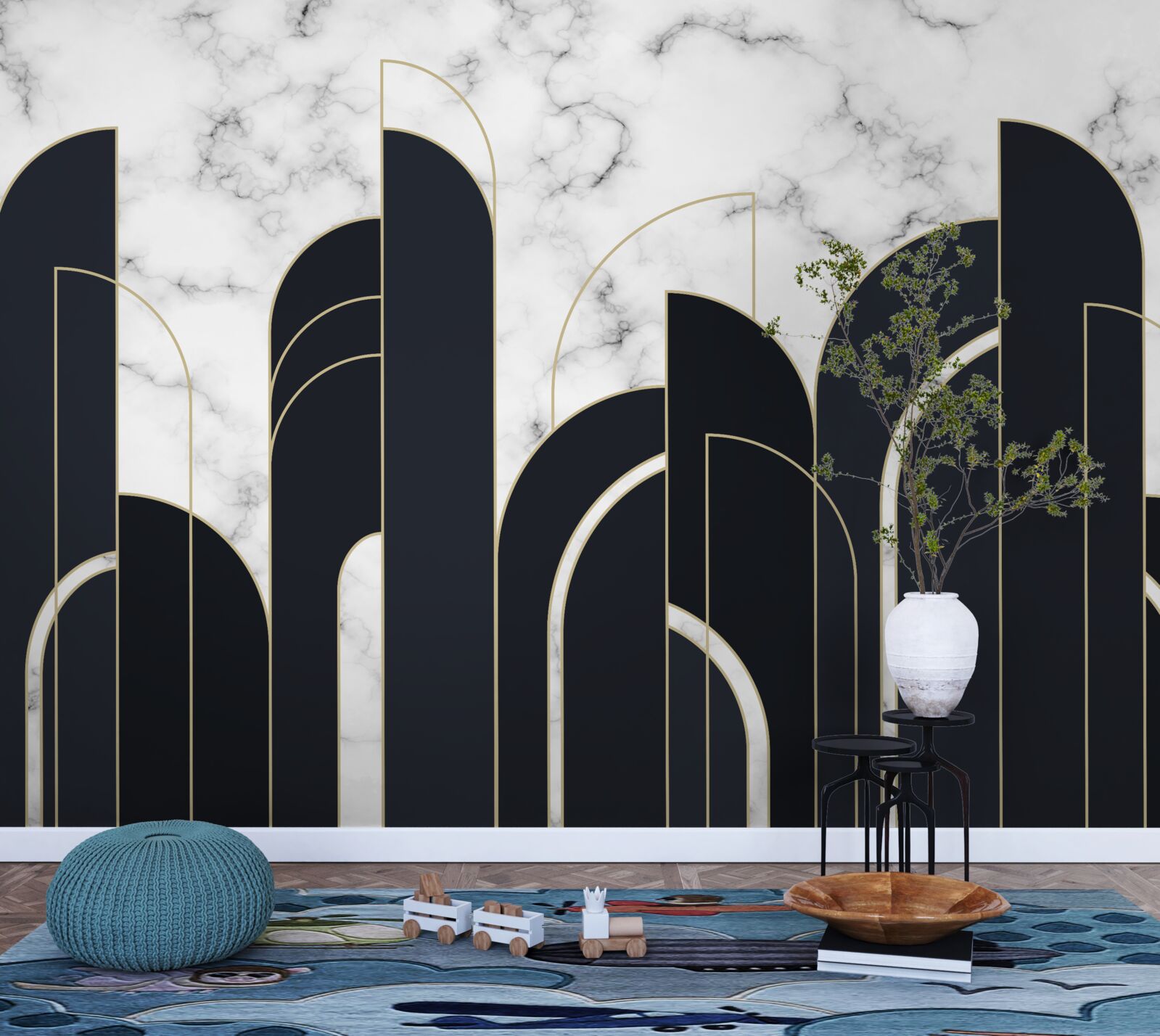 Fototapet linii negre verticale pe ecranul gri de întâmpinare