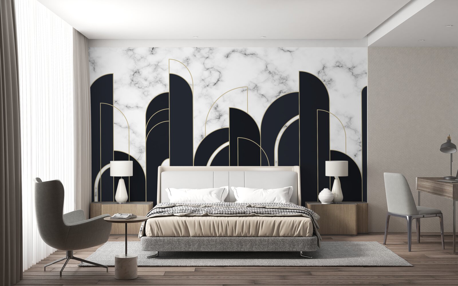 Fototapet linii negre verticale pe ecranul gri de întâmpinare