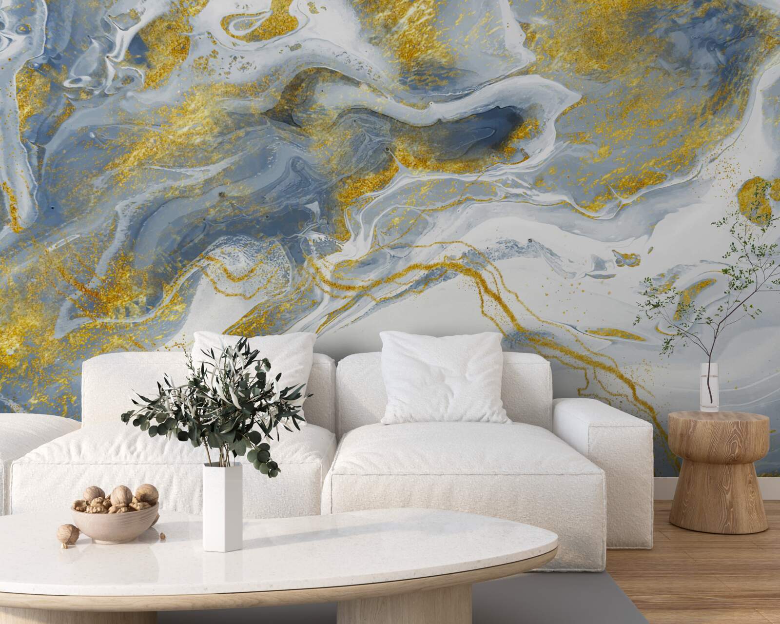 Fototapet marmură albastră cu incrustații de aur