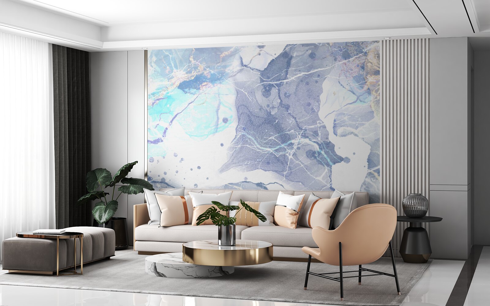 Fototapet marmură albastră în stil abstract