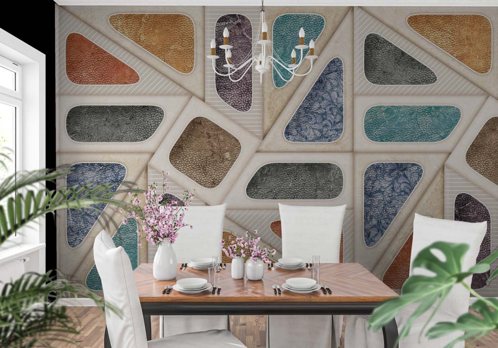 Fototapet panou compus din culori diferite în stil mozaic