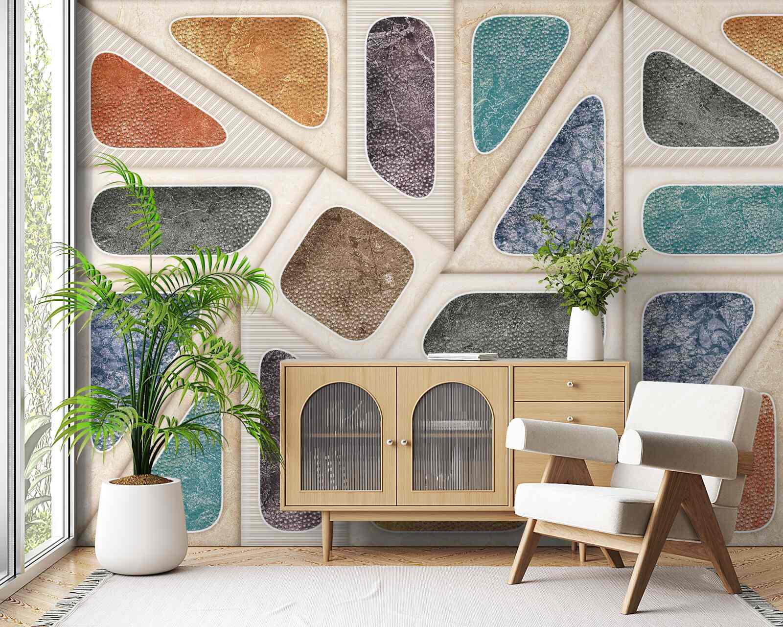 Fototapet panou compus din culori diferite în stil mozaic