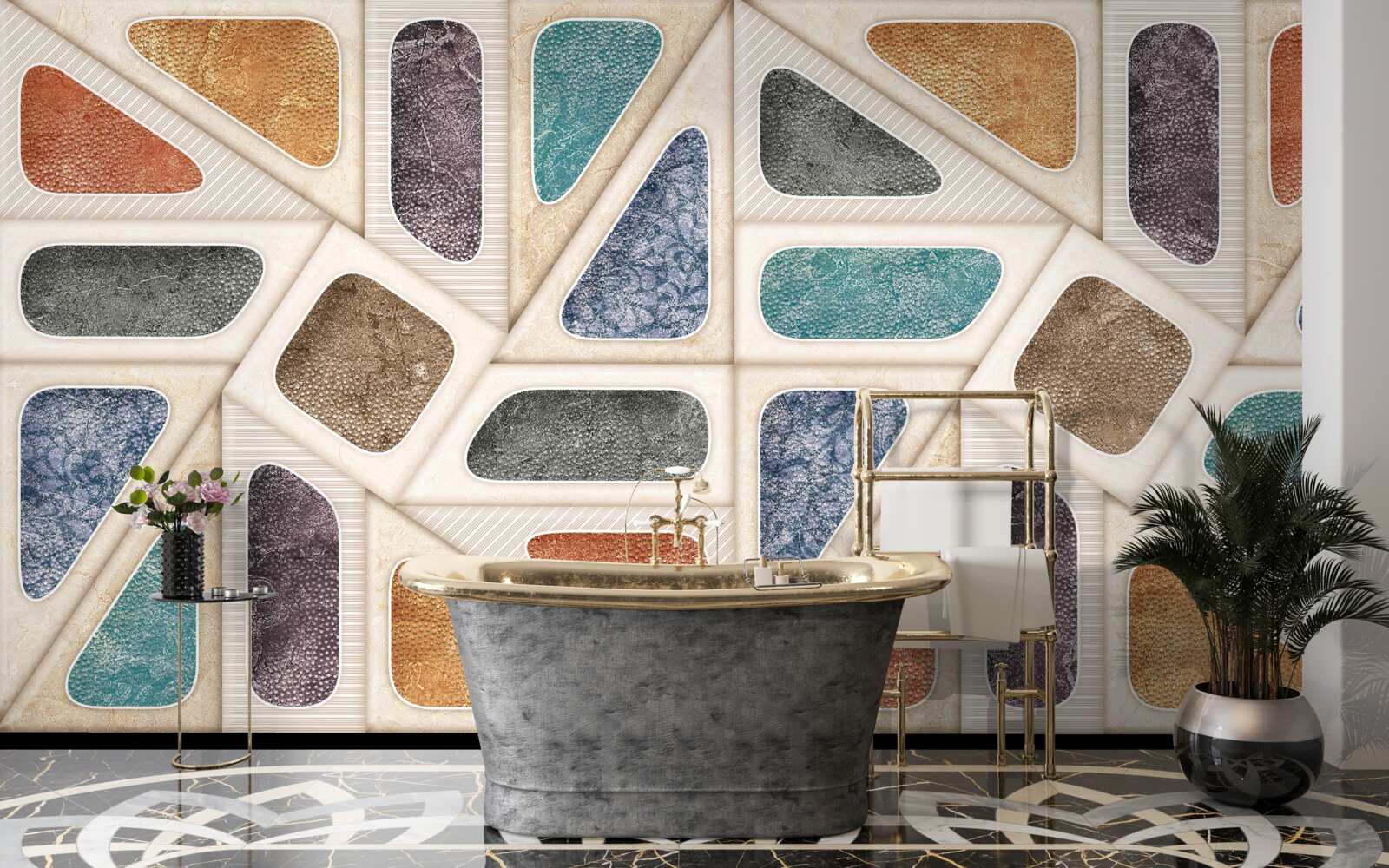 Fototapet panou compus din culori diferite în stil mozaic