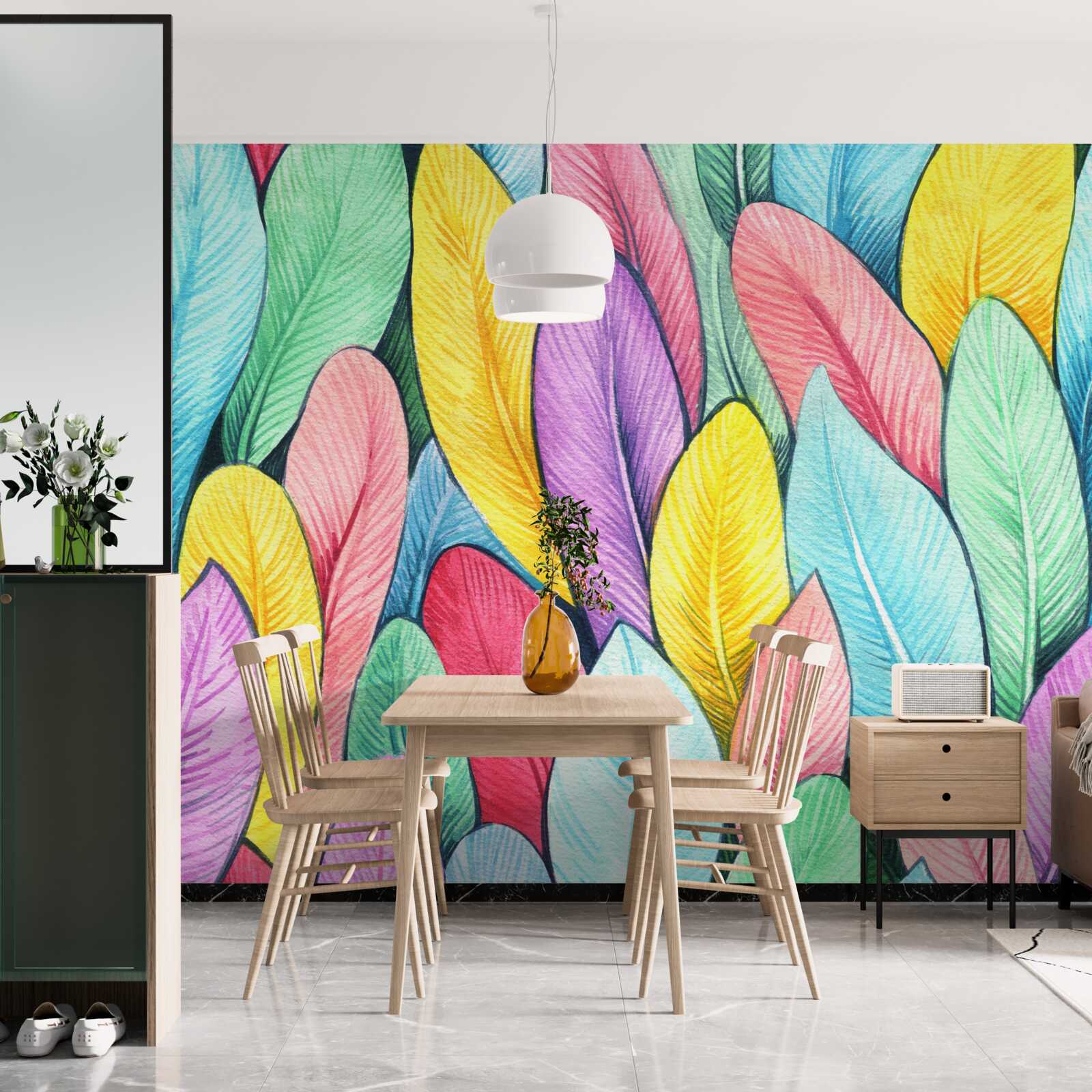 Fototapet frunze multicolore de toamnă strălucitoare