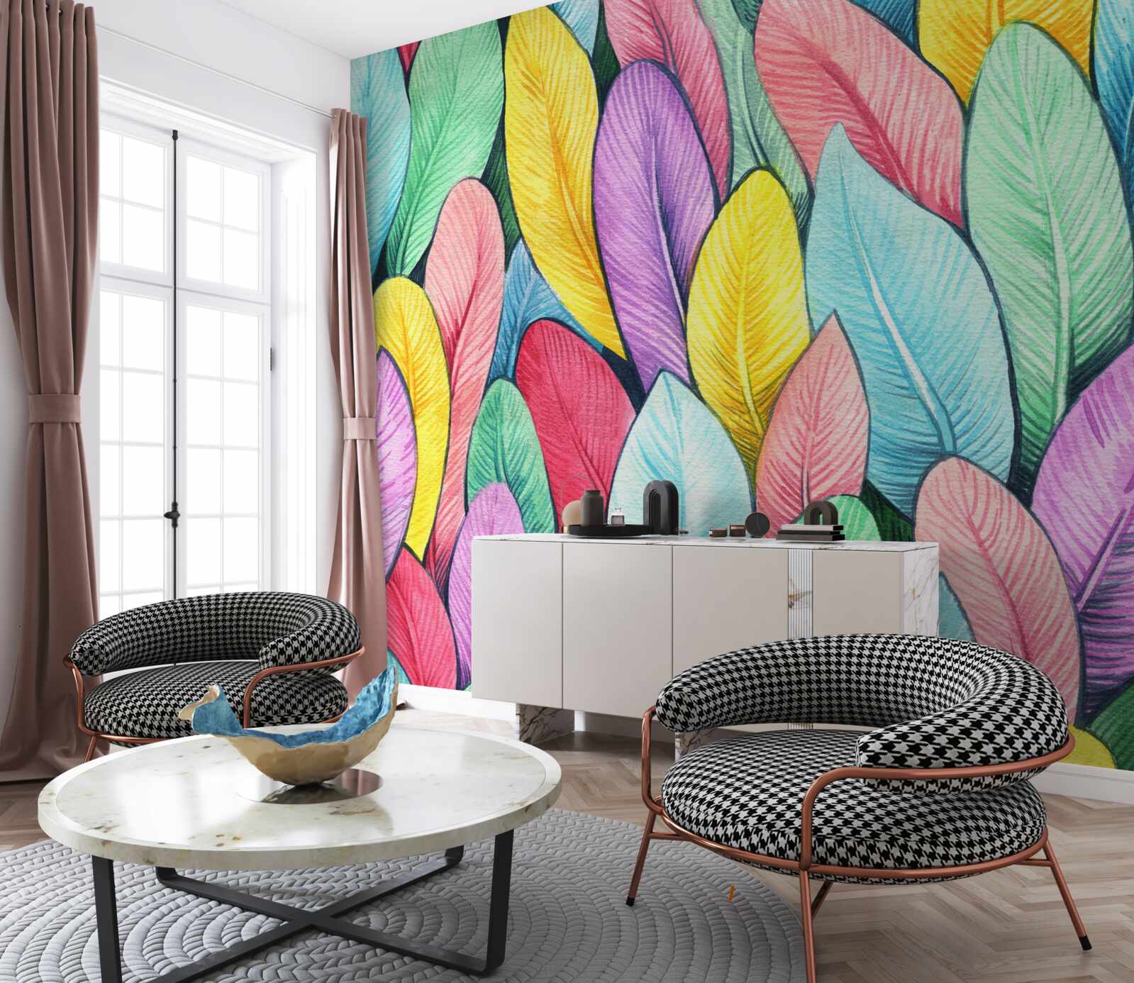 Fototapet frunze multicolore de toamnă strălucitoare