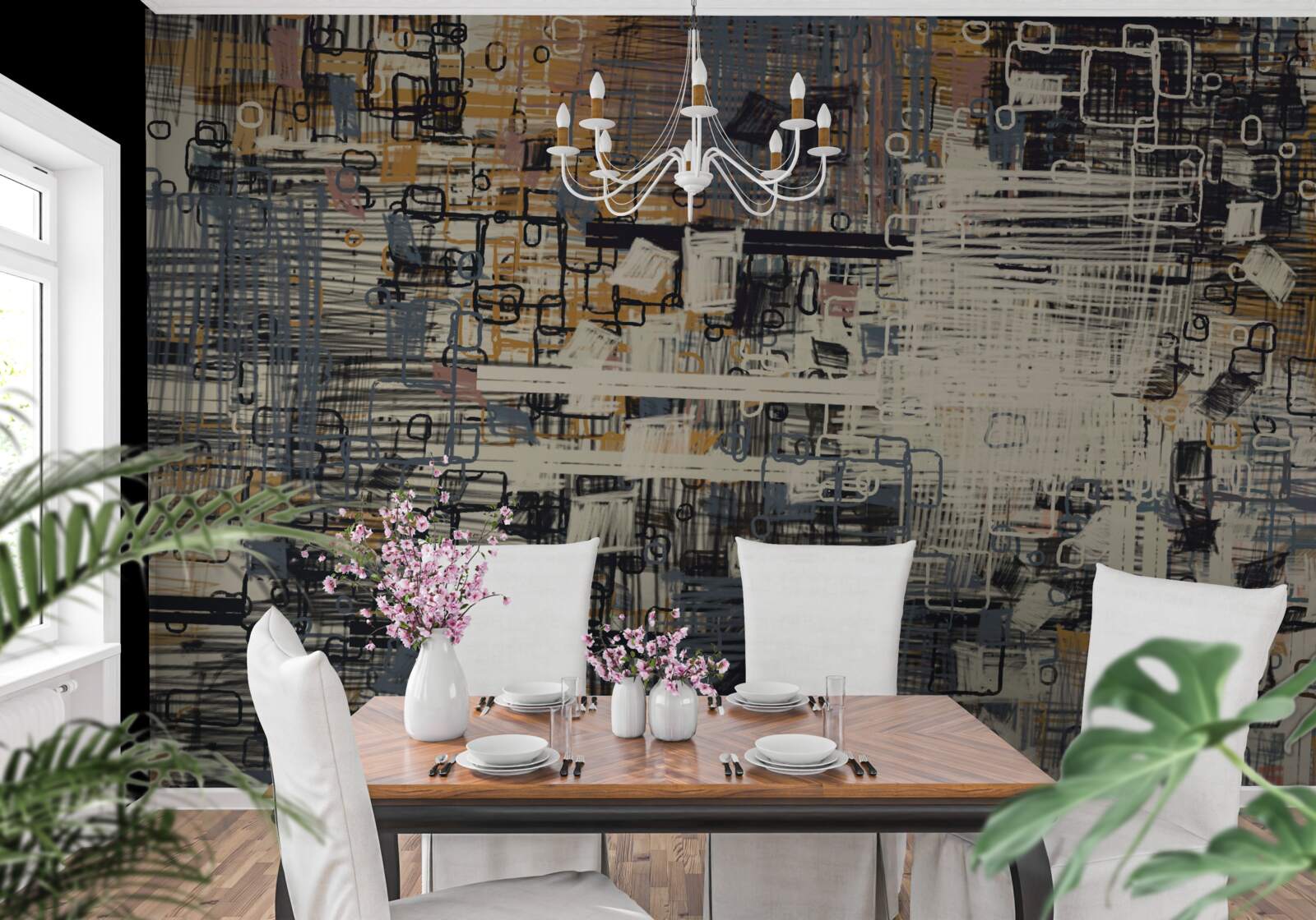 Fototapet construcție compusă din forme geometrice de formă dreptunghiulară și nuanțe diferite