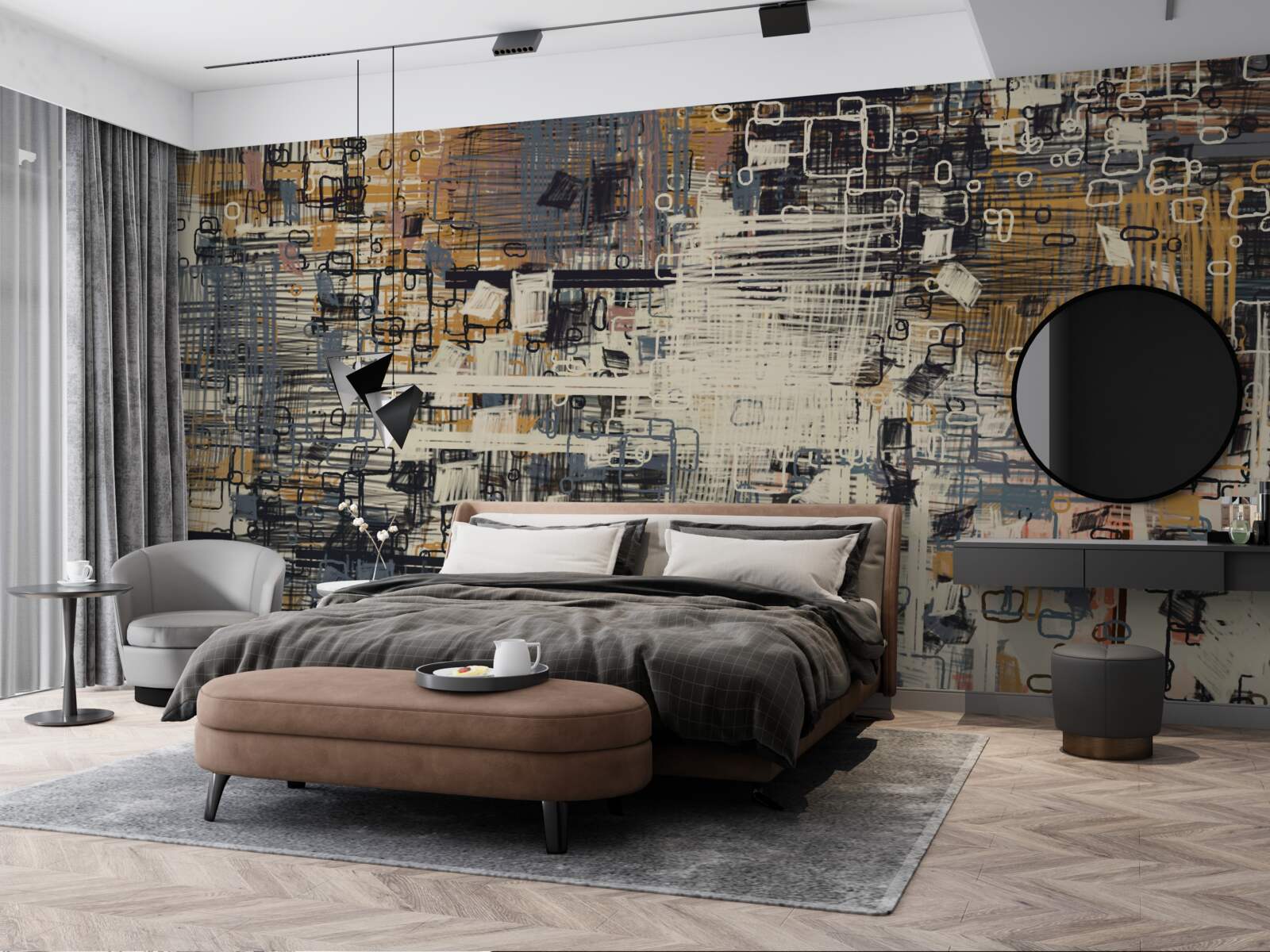 Fototapet construcție compusă din forme geometrice de formă dreptunghiulară și nuanțe diferite