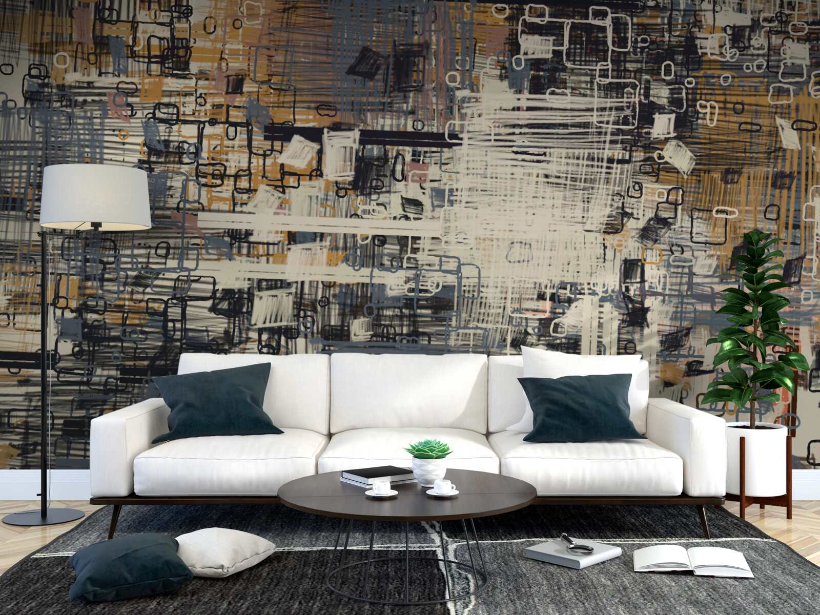 Fototapet construcție compusă din forme geometrice de formă dreptunghiulară și nuanțe diferite