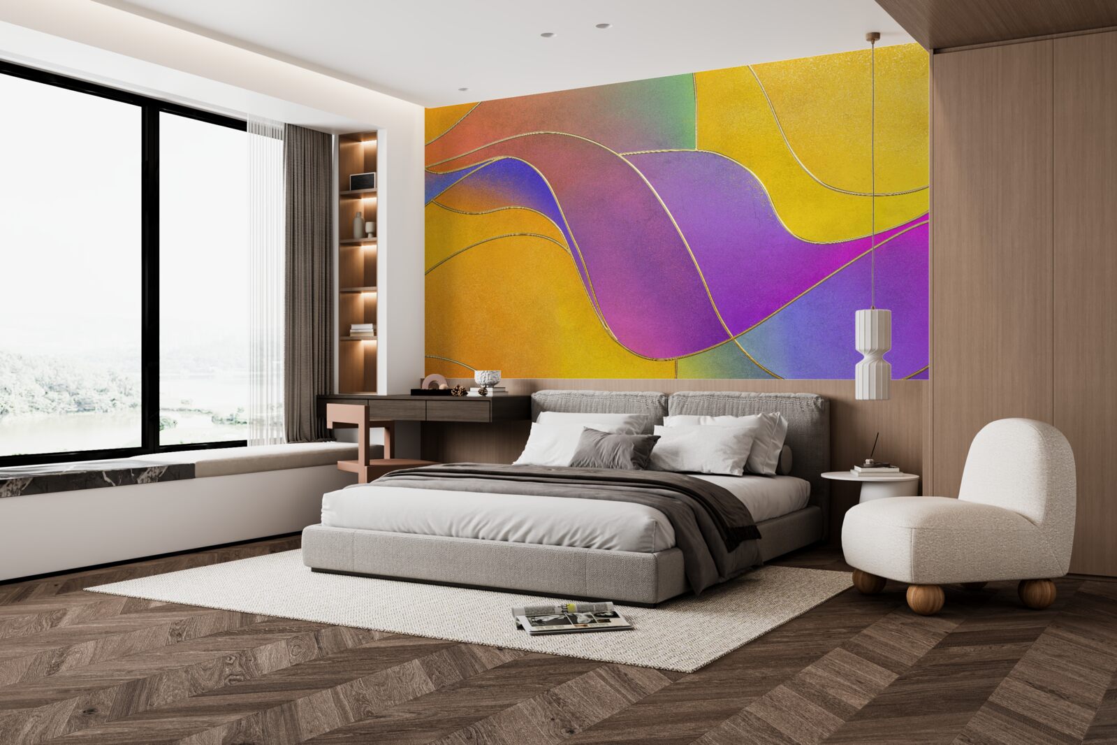 Fototapet linii libere în violet