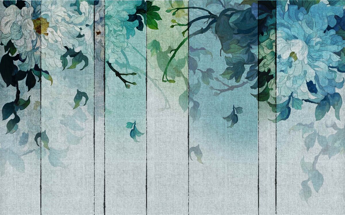 Fototapet floră în nuanțe de spumă de mare