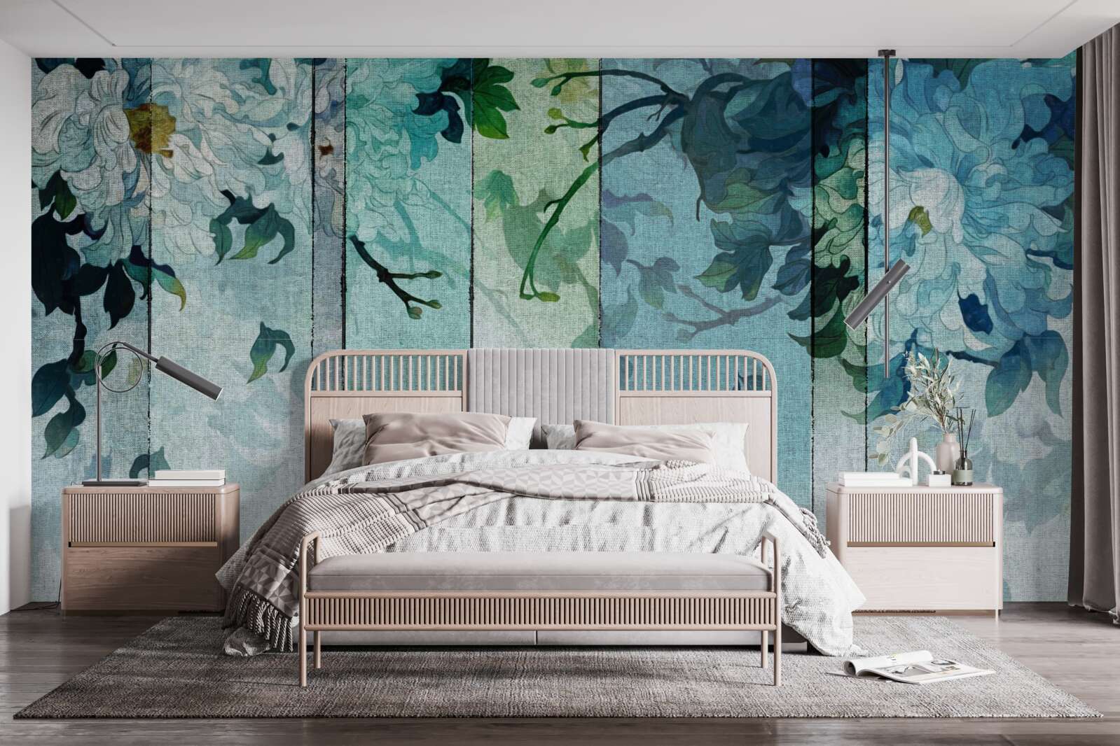 Fototapet floră în nuanțe de spumă de mare