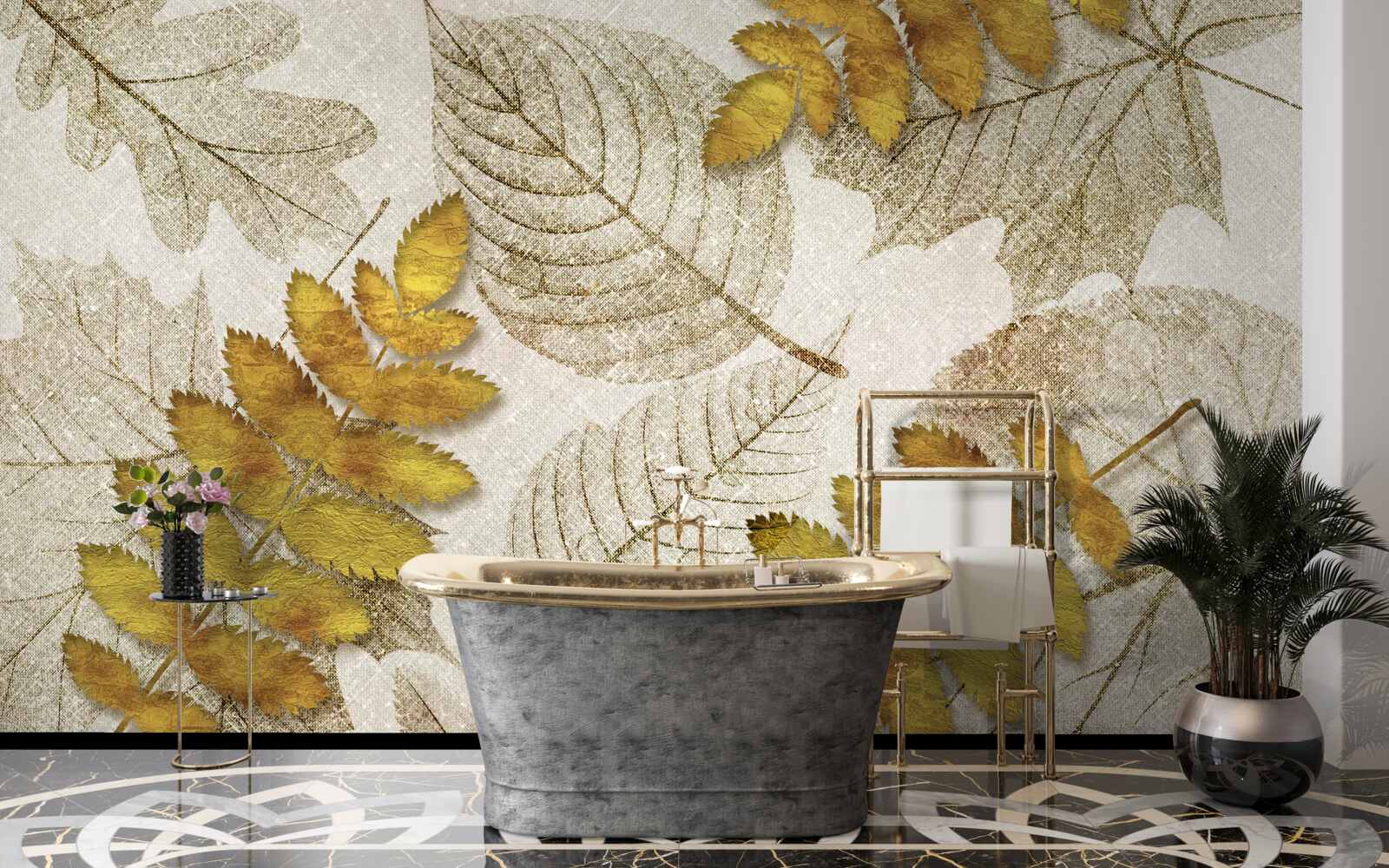 Fototapet o junglă acoperită în aur