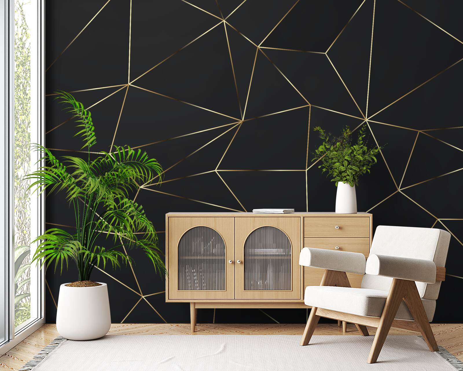 Fototapet forme geometrice cu margini aurii