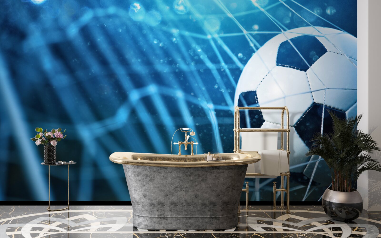 Fototapet concentrează-te pe mingea din poartă