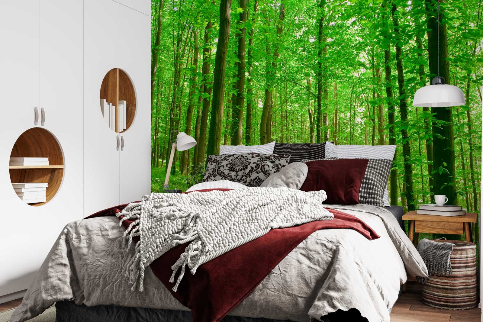 Fototapet pădure subțire de vară cu copaci foioși