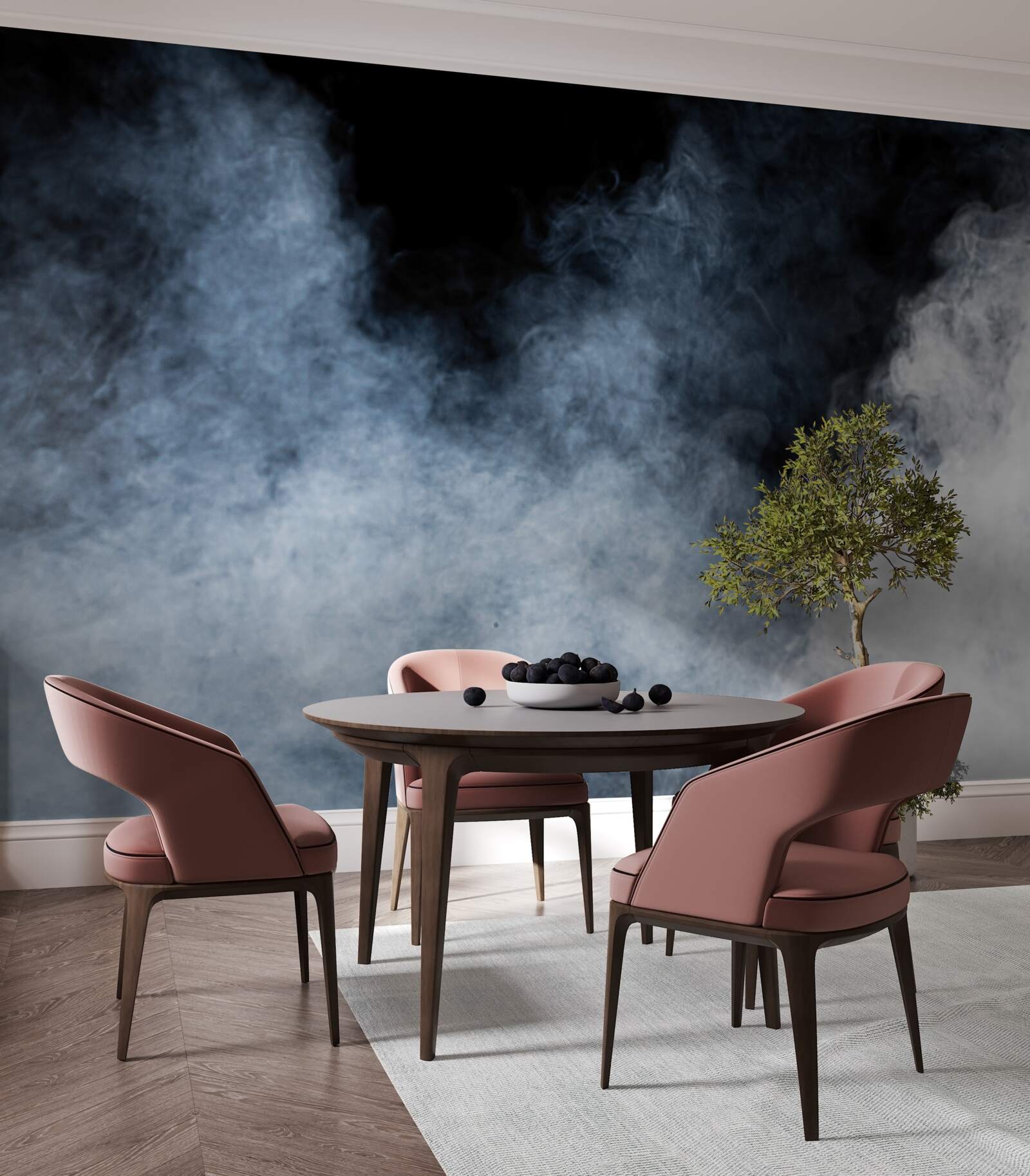 Fototapet o ceață densă învăluia pădurea de noapte