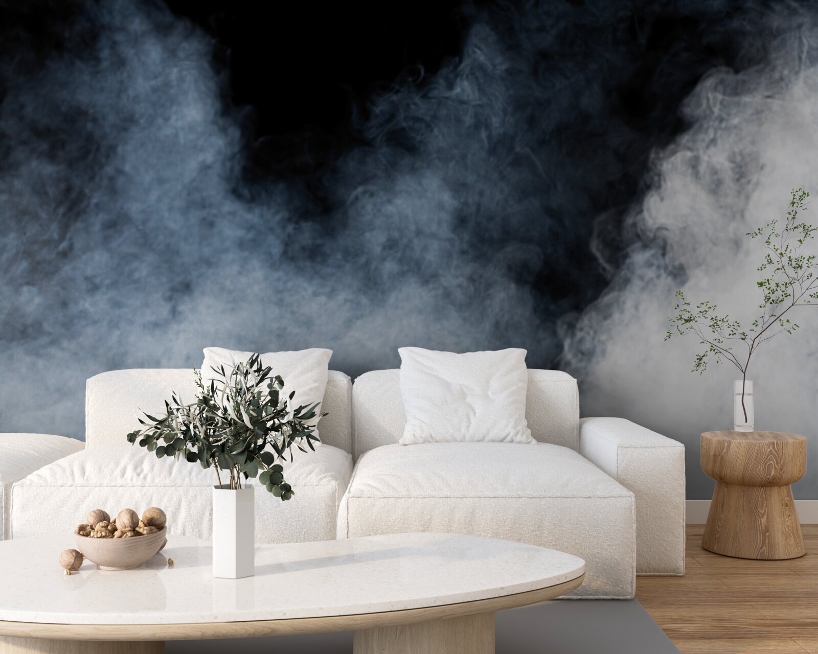 Fototapet o ceață densă învăluia pădurea de noapte