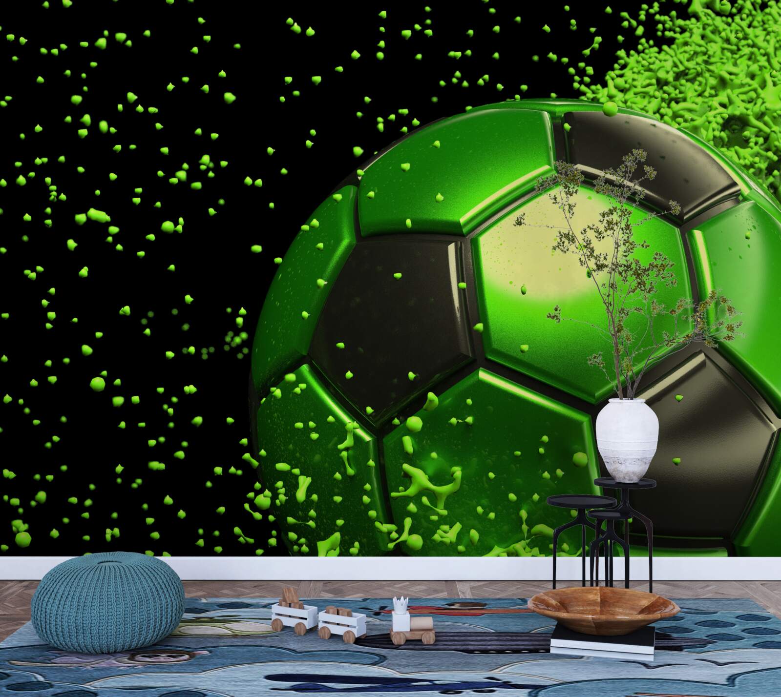 Fototapet iluminați mingea cu lumină verde