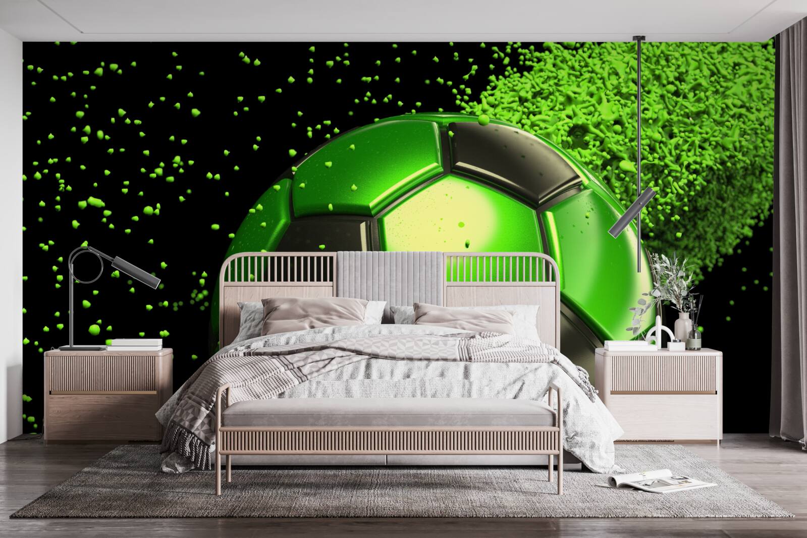 Fototapet iluminați mingea cu lumină verde