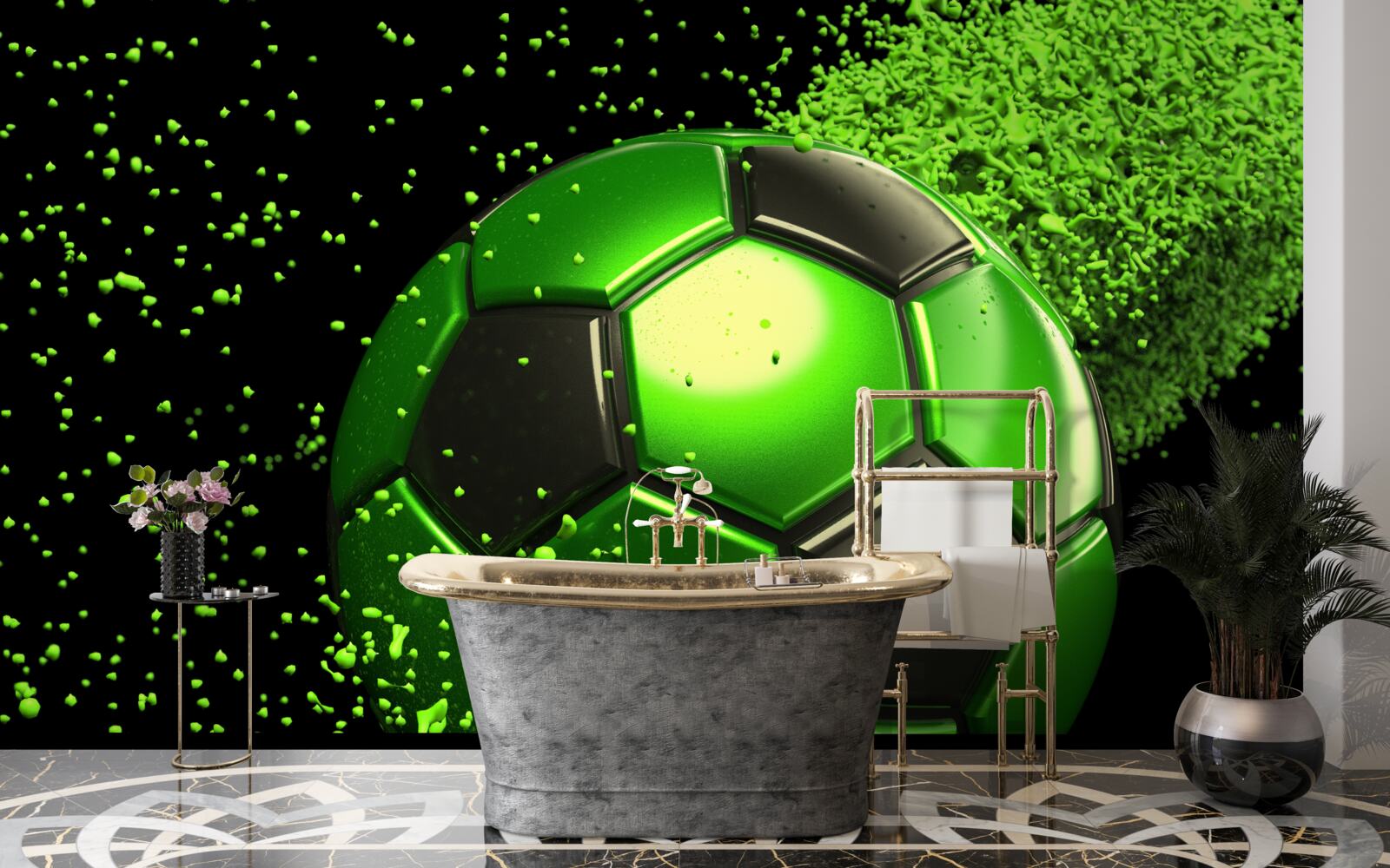 Fototapet iluminați mingea cu lumină verde