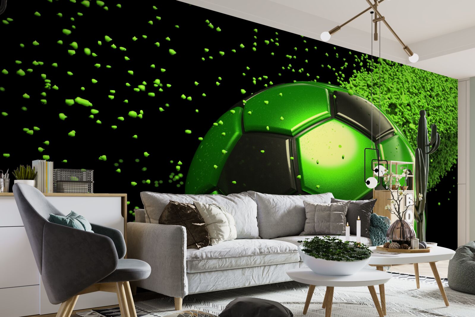 Fototapet iluminați mingea cu lumină verde