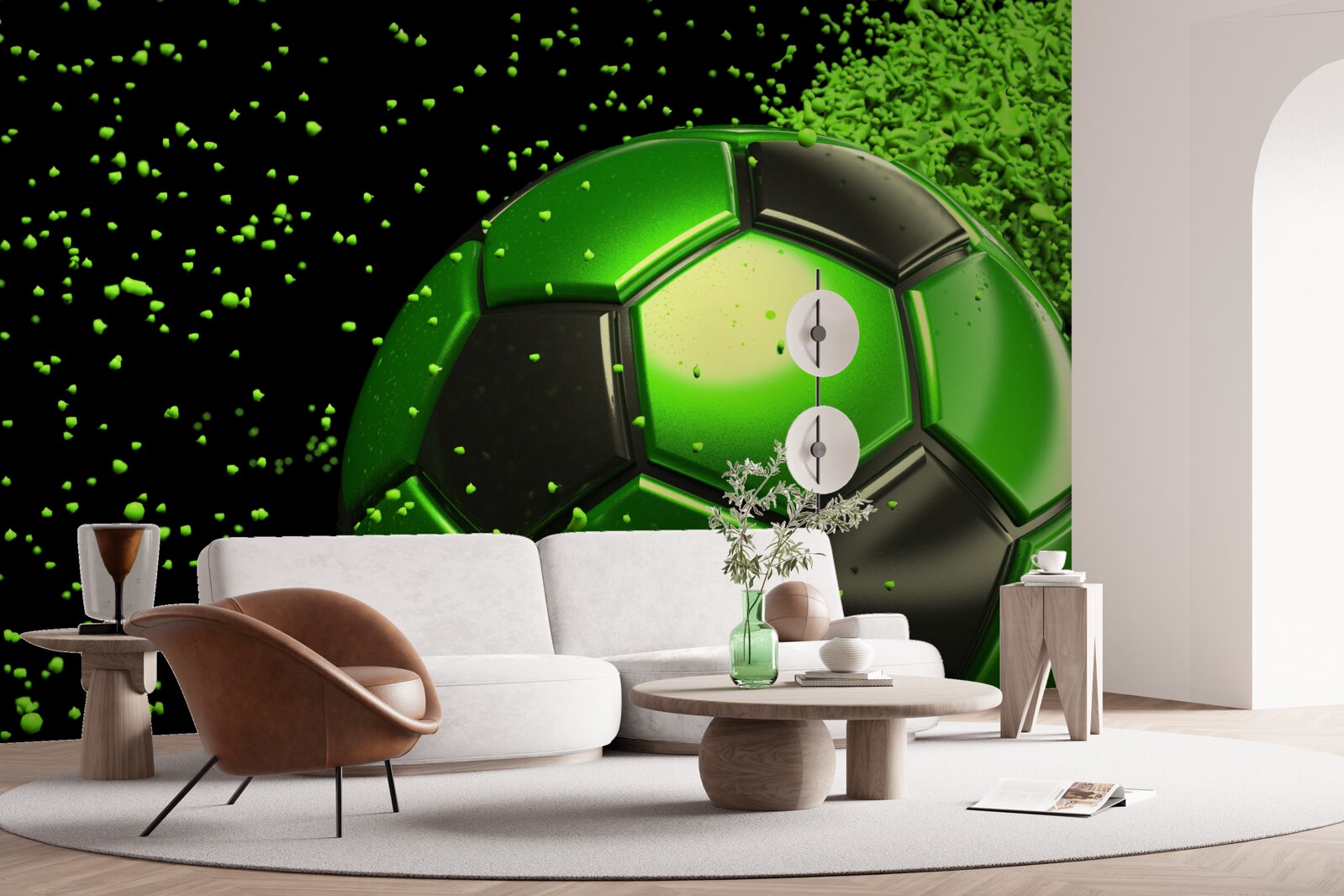 Fototapet iluminați mingea cu lumină verde