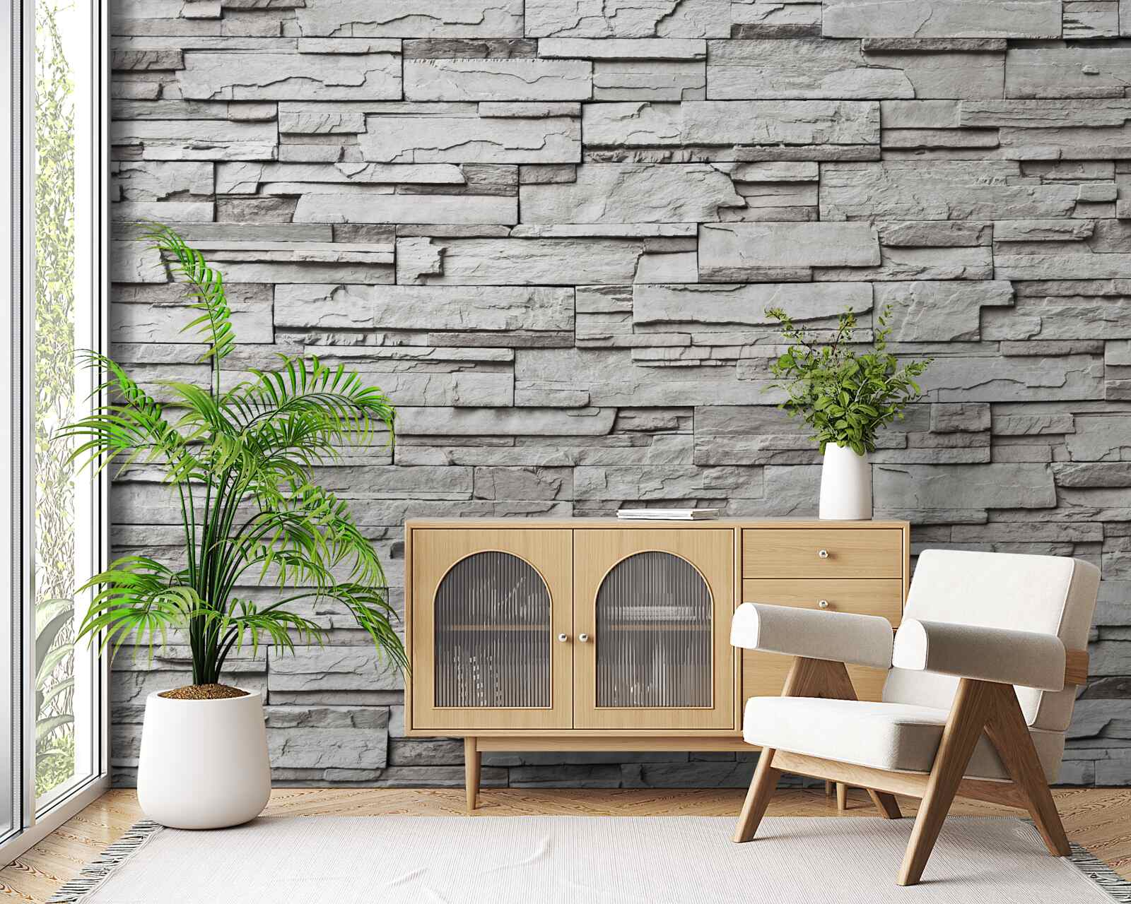 Fototapet perete de piatră albă