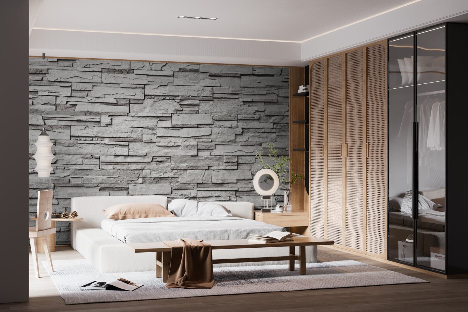 Fototapet perete de piatră albă