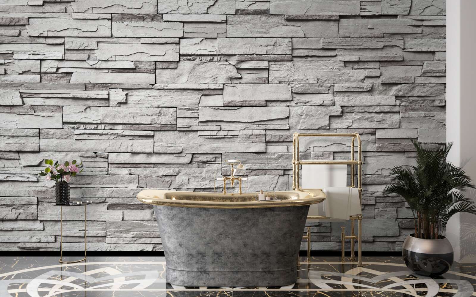 Fototapet perete de piatră albă