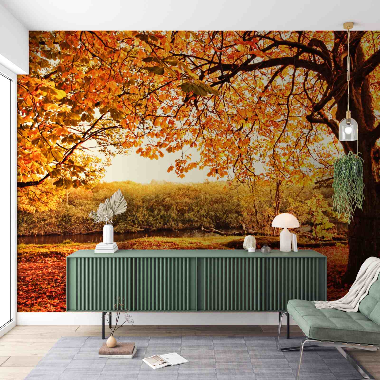 Fototapet frumusețea orbitoare a pădurii în toamna însorită