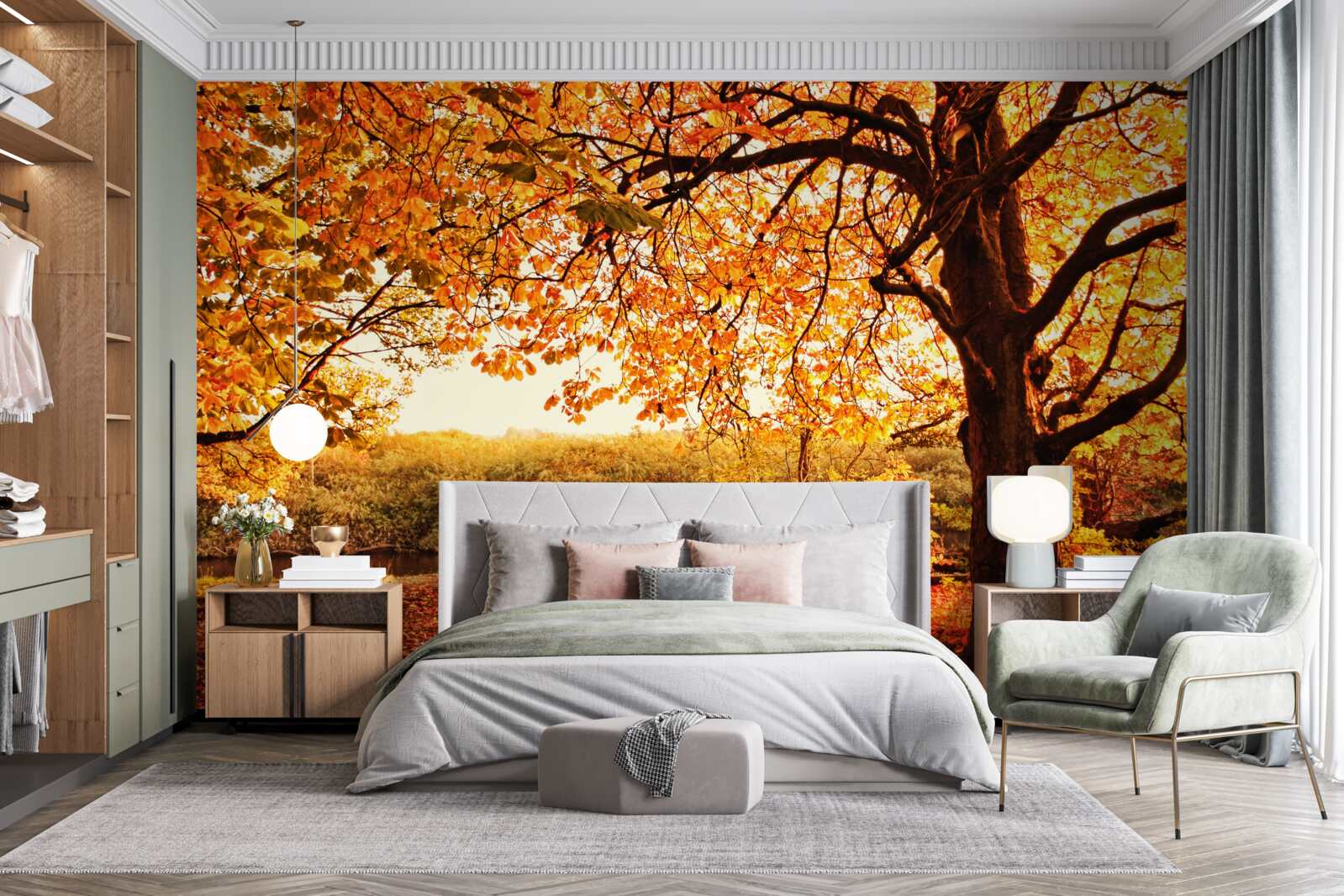 Fototapet frumusețea orbitoare a pădurii în toamna însorită