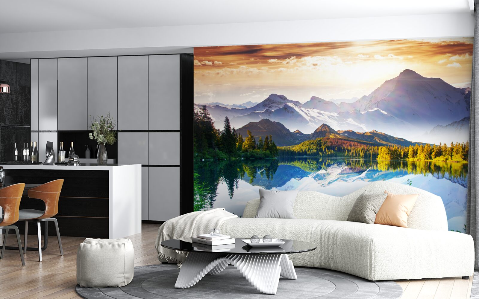 Fototapet apele lacului de munte sunt cristaline