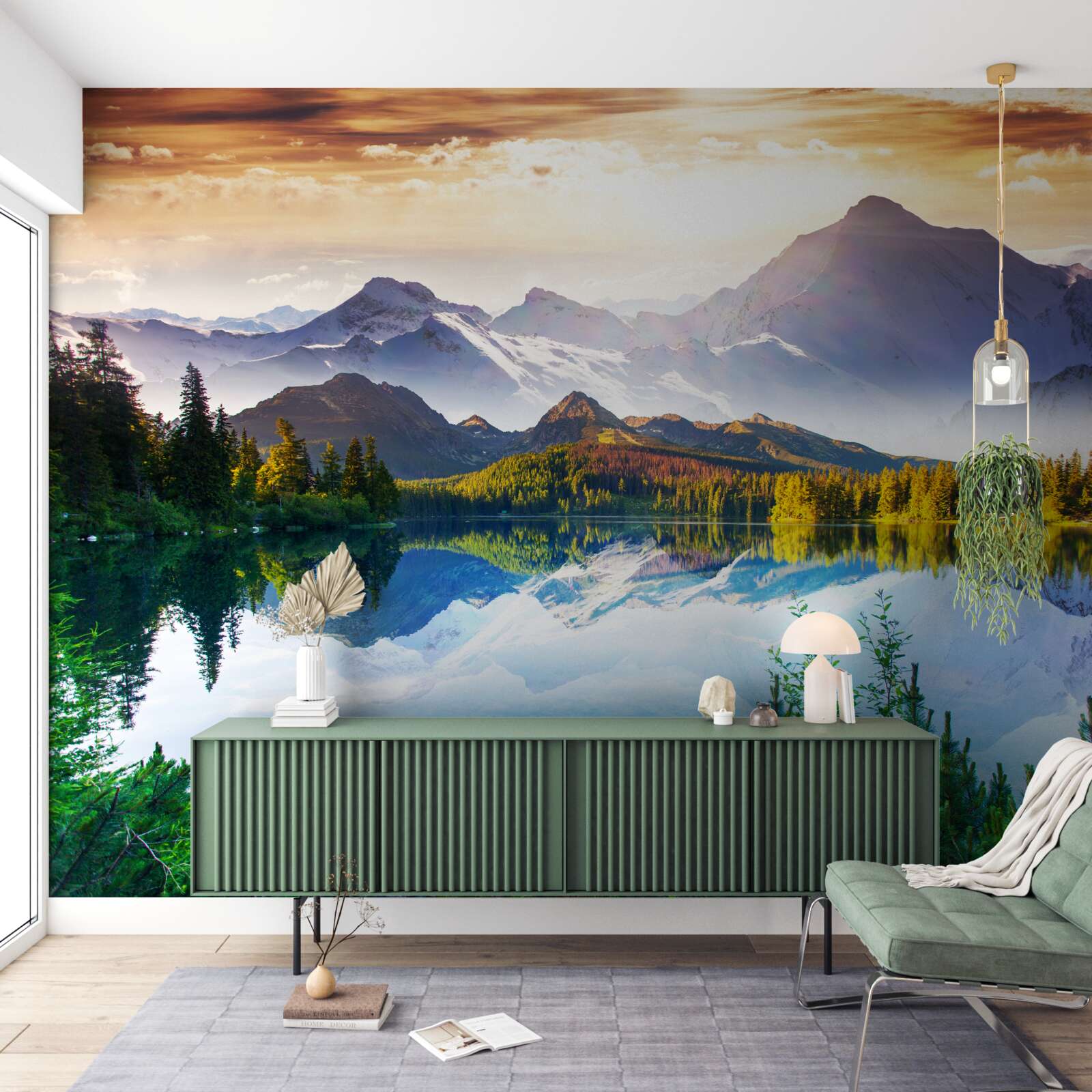 Fototapet apele lacului de munte sunt cristaline