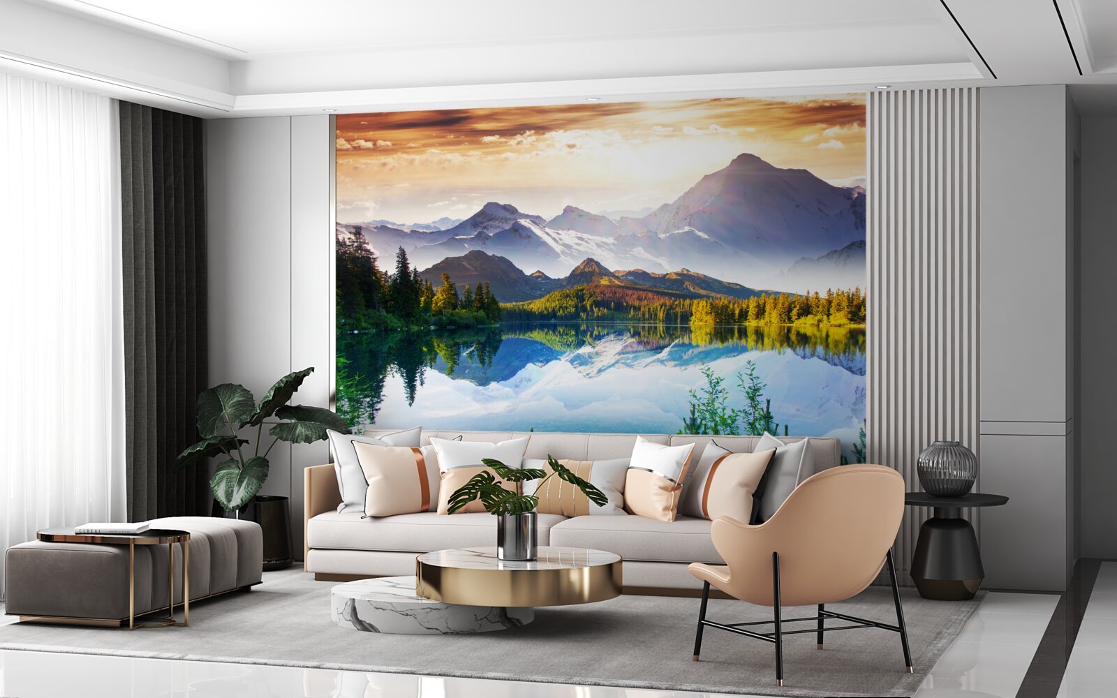 Fototapet apele lacului de munte sunt cristaline