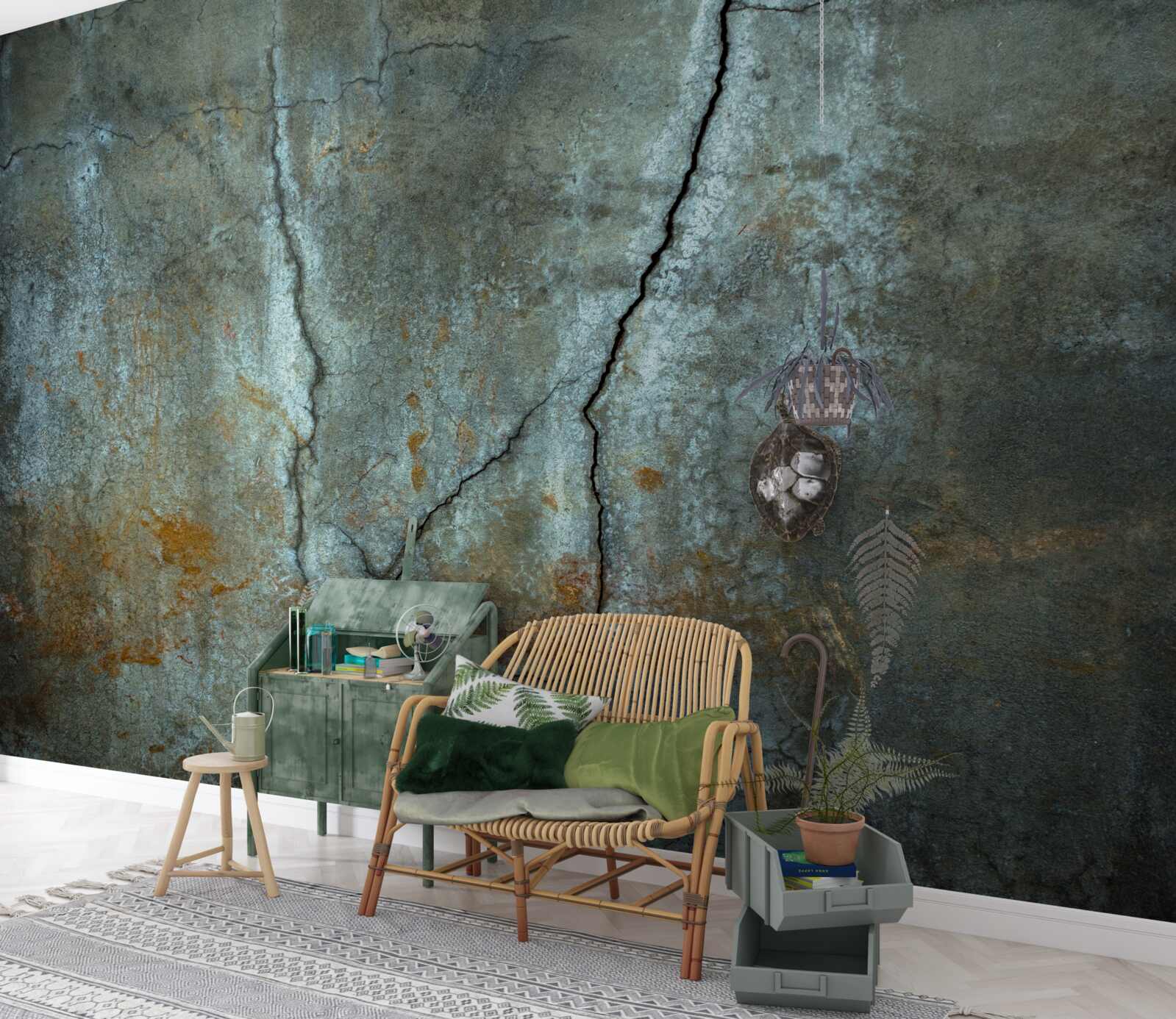 Fototapet fulgerele au fulgerat deasupra zonei împădurite