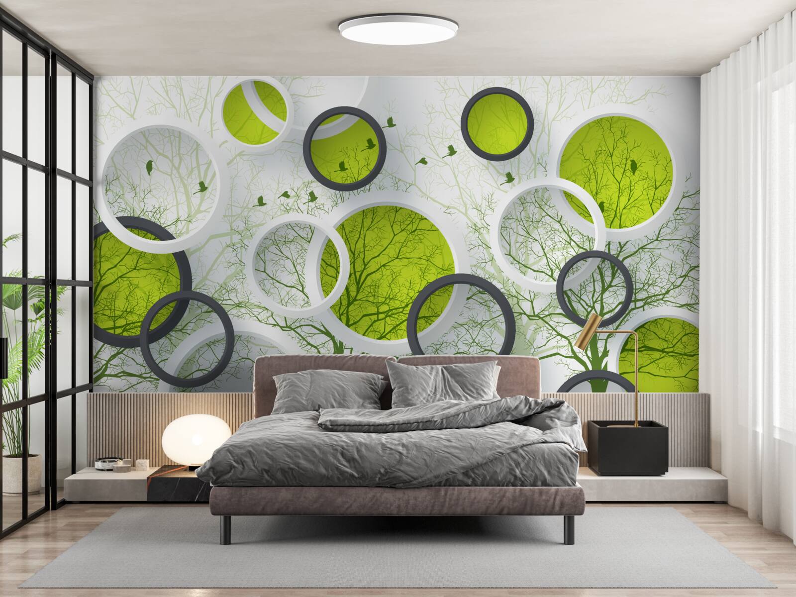 Fototapet cercuri abstracte umplute cu copaci