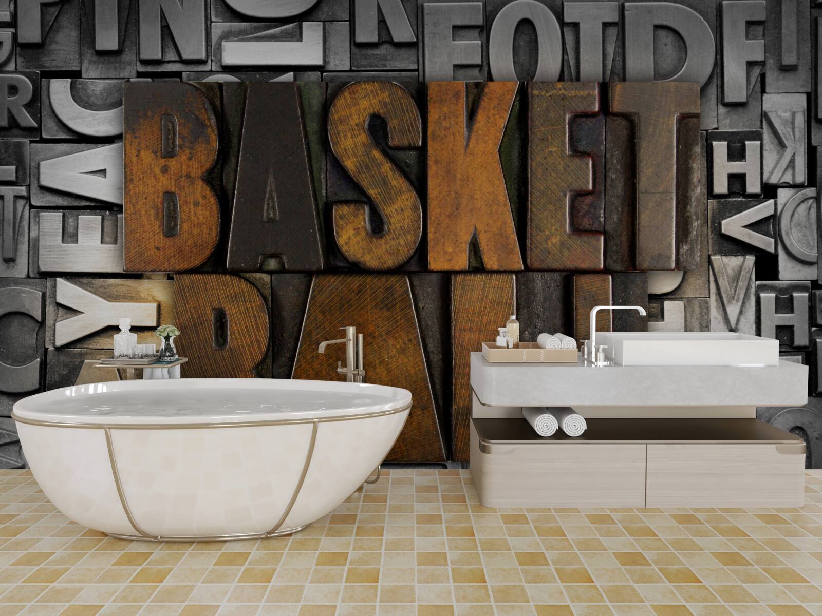 Fototapet "baschet" gravat pe metal