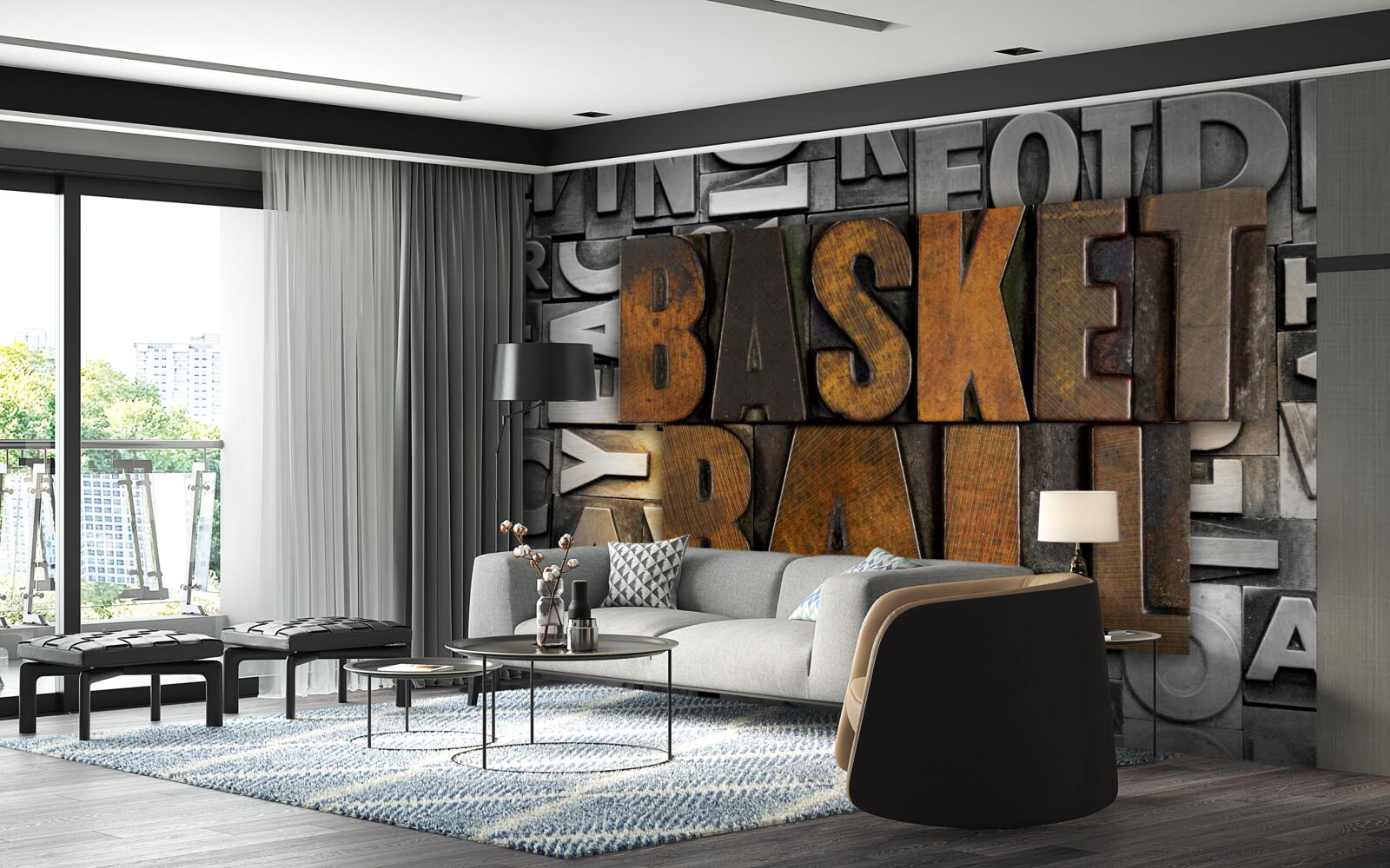 Fototapet "baschet" gravat pe metal