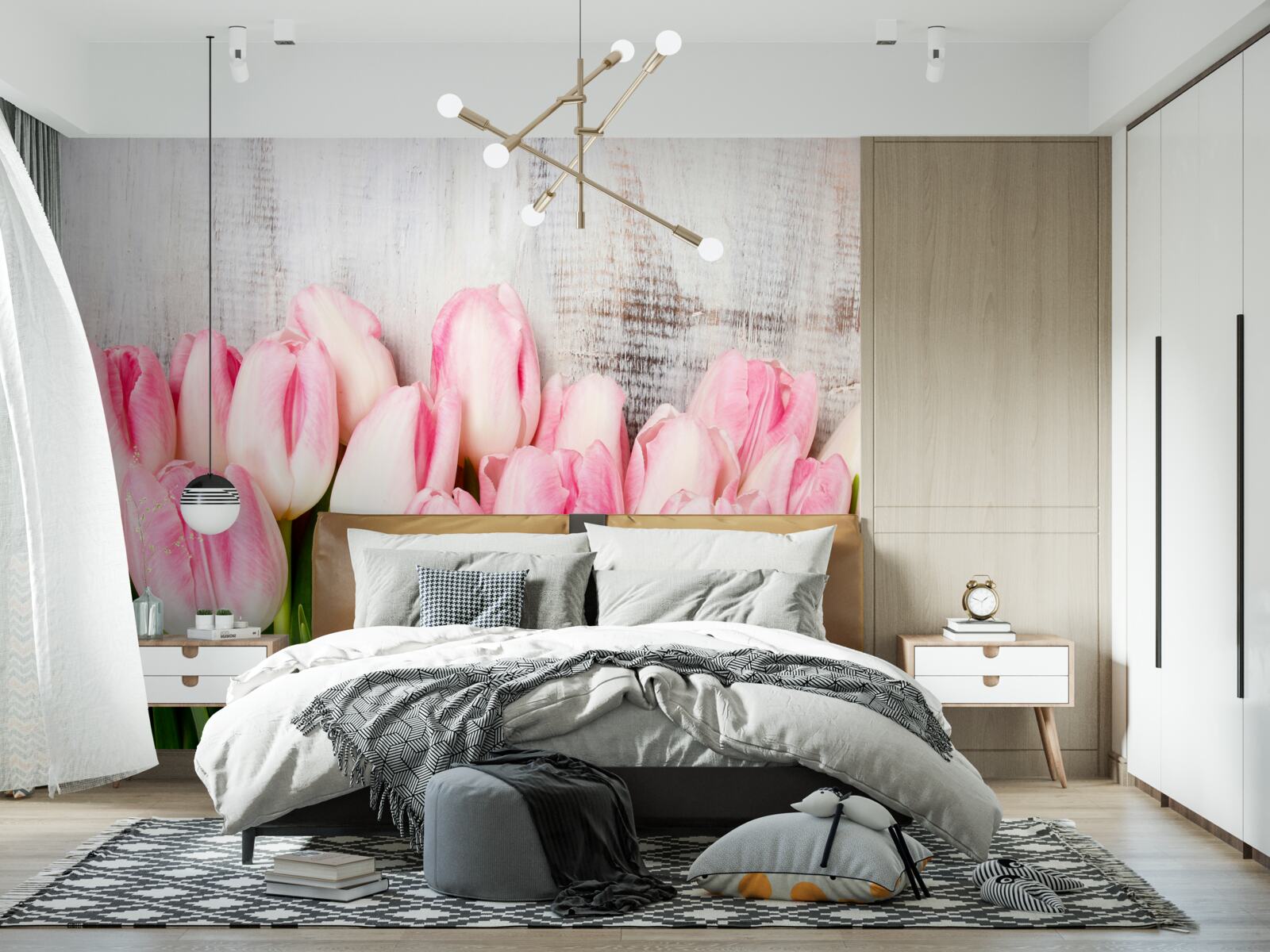 Fototapet lalele proaspete într-o nuanță delicată de roz