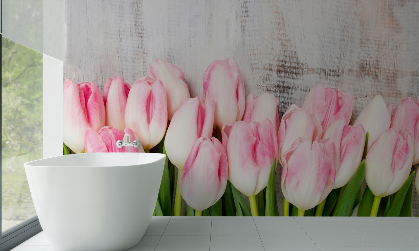 Fototapet lalele proaspete într-o nuanță delicată de roz