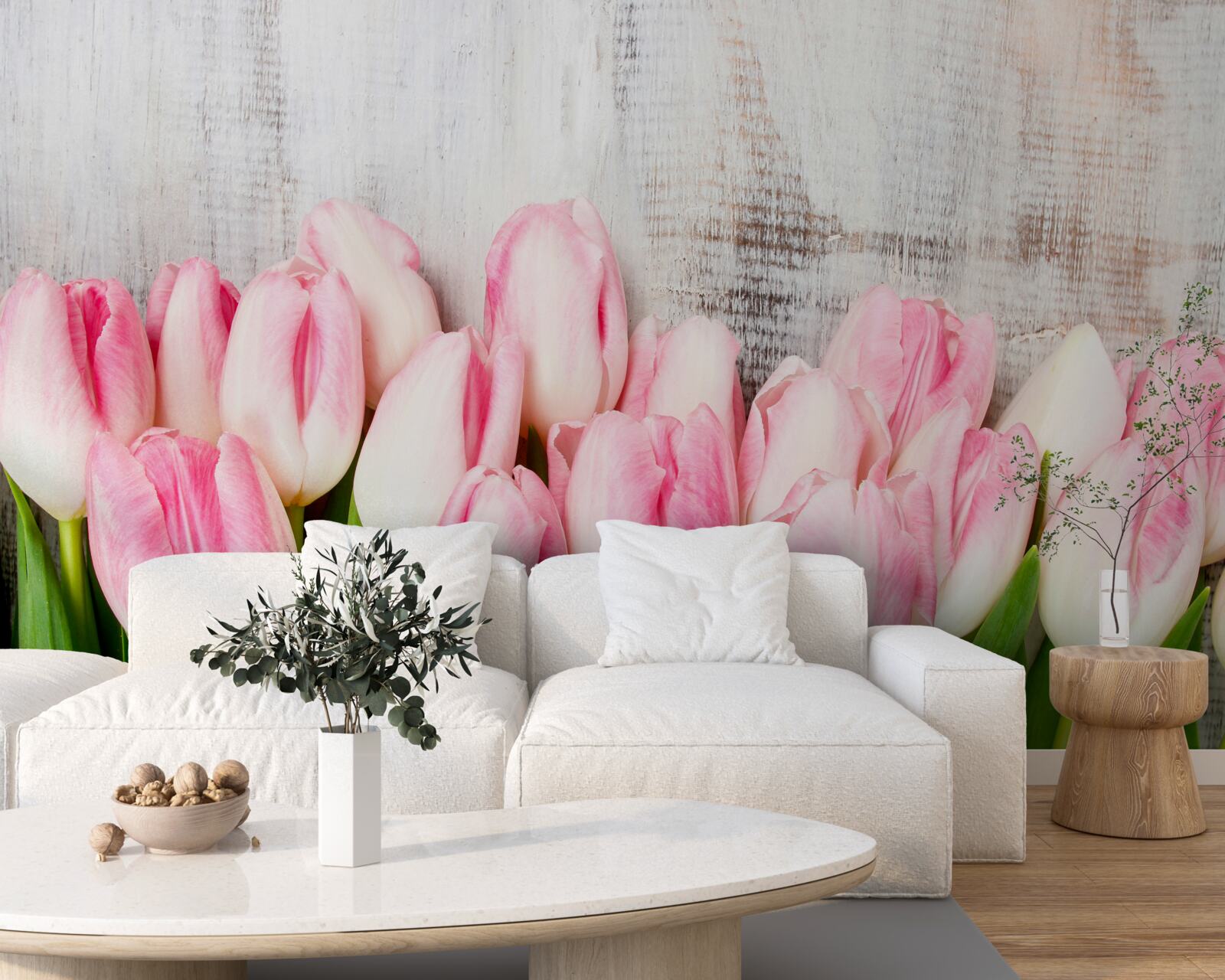 Fototapet lalele proaspete într-o nuanță delicată de roz
