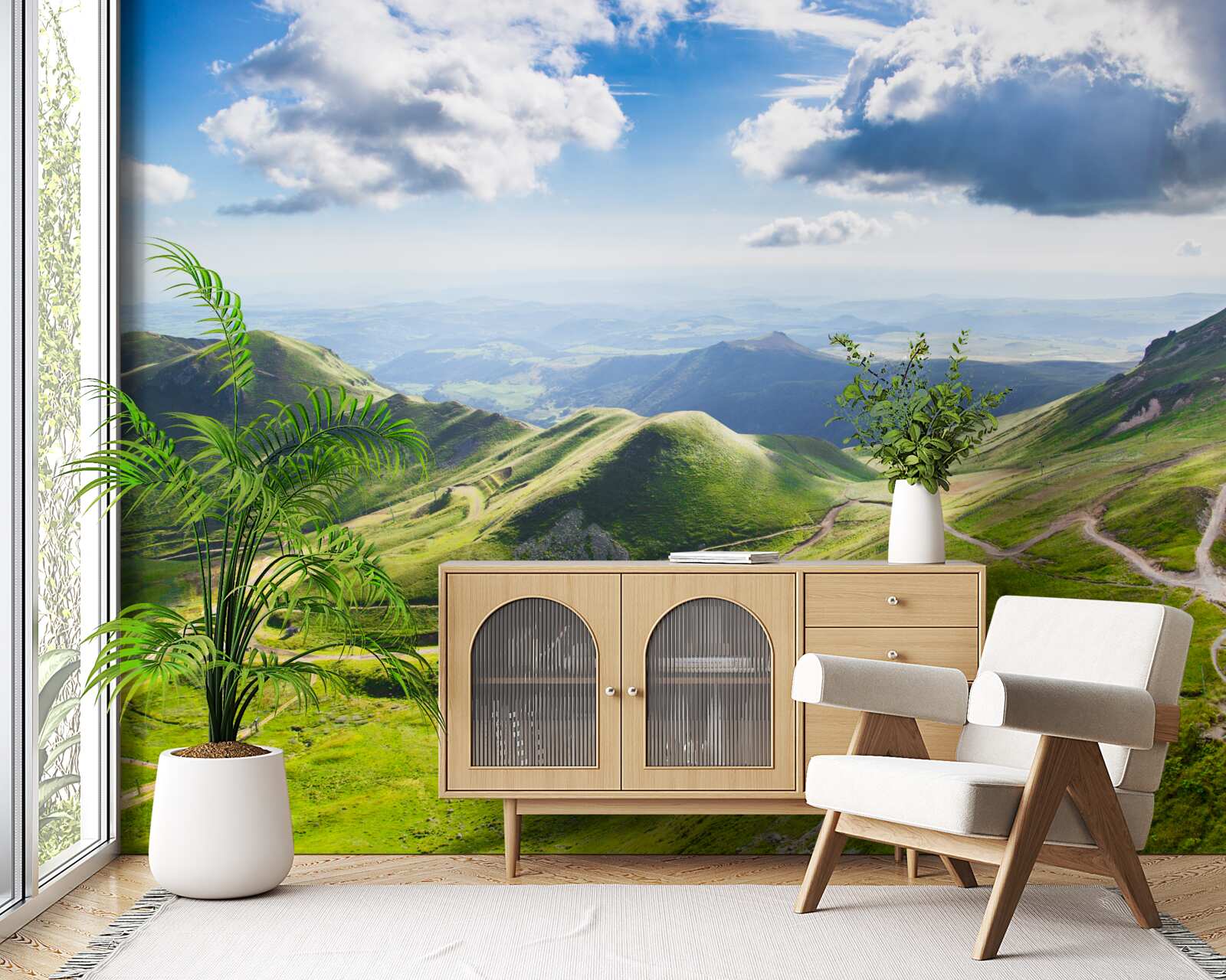 Fototapet trasee de drumeție de-a lungul vârfurilor montane