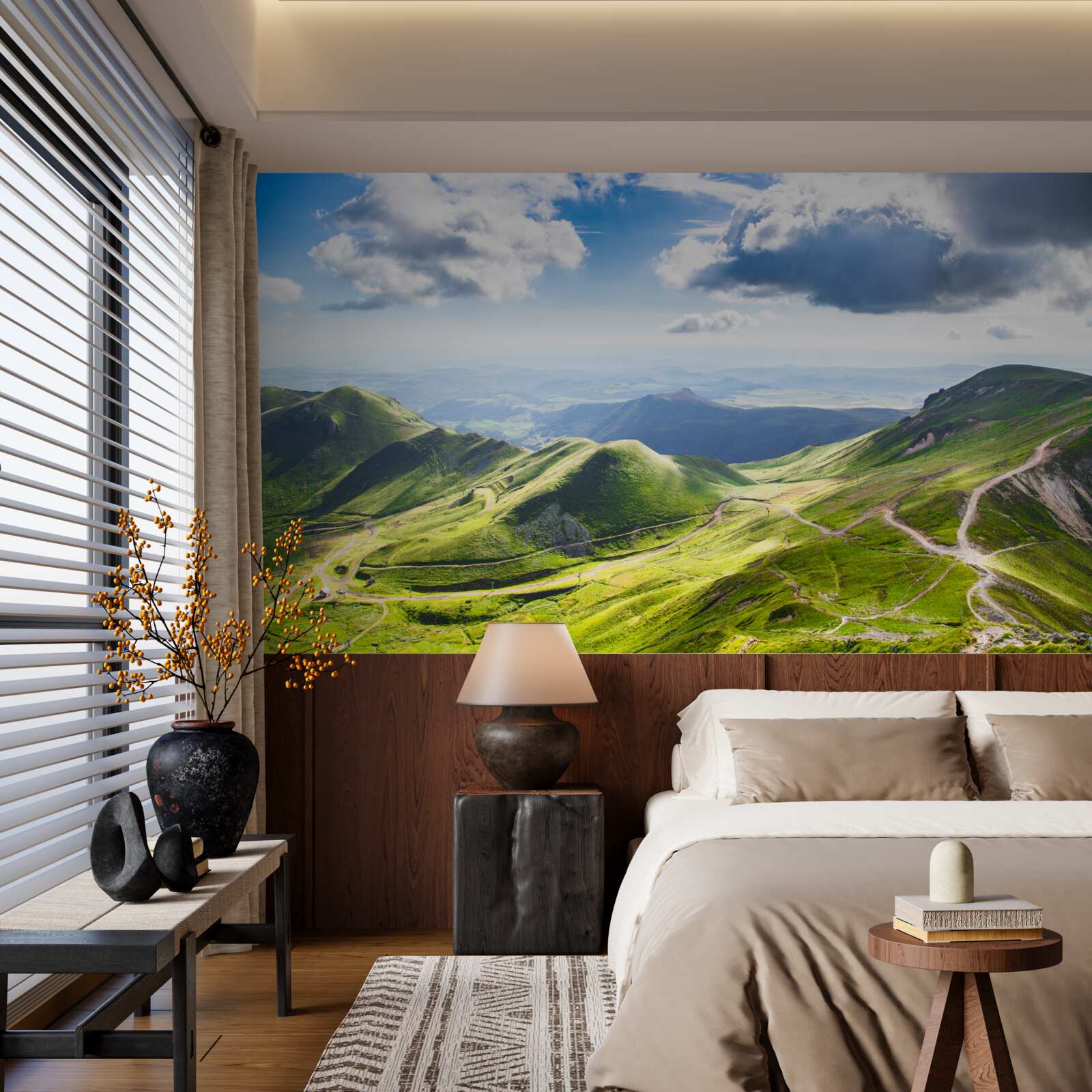 Fototapet trasee de drumeție de-a lungul vârfurilor montane