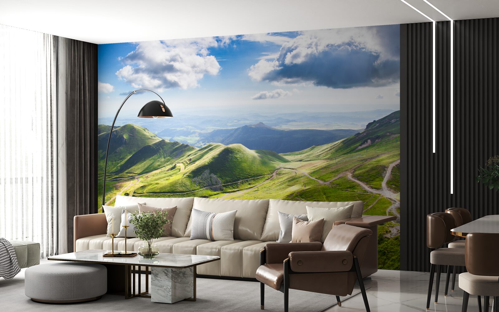 Fototapet trasee de drumeție de-a lungul vârfurilor montane