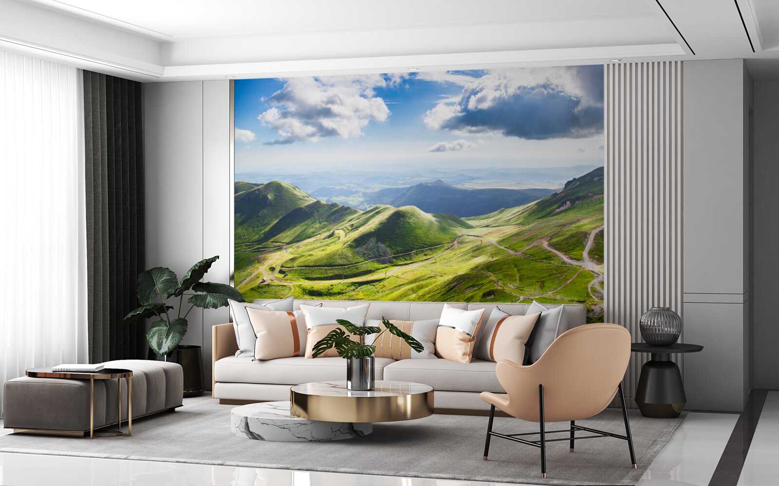 Fototapet trasee de drumeție de-a lungul vârfurilor montane