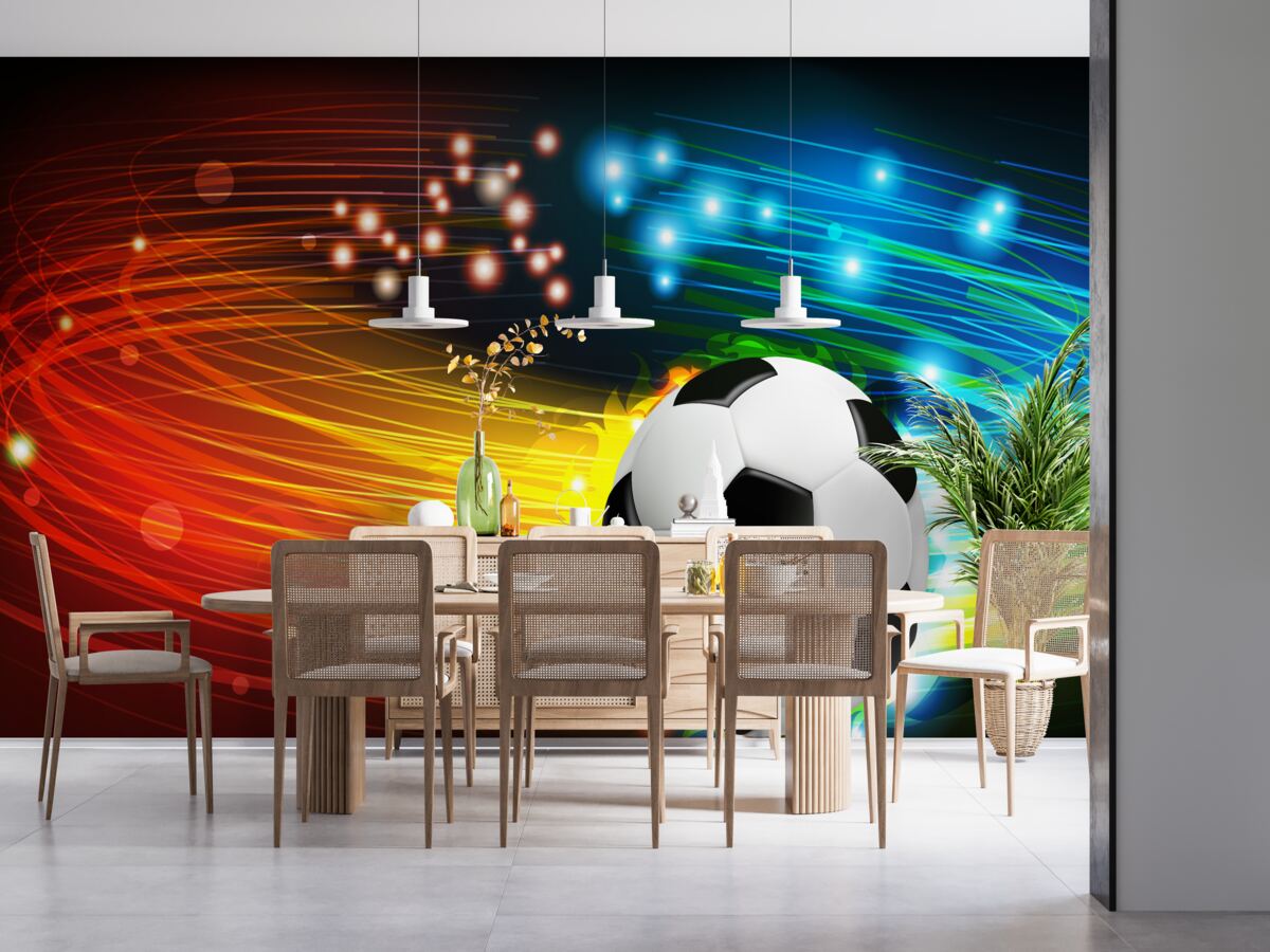 Fototapet printre paleta de culori luminoase se numără fotbalul