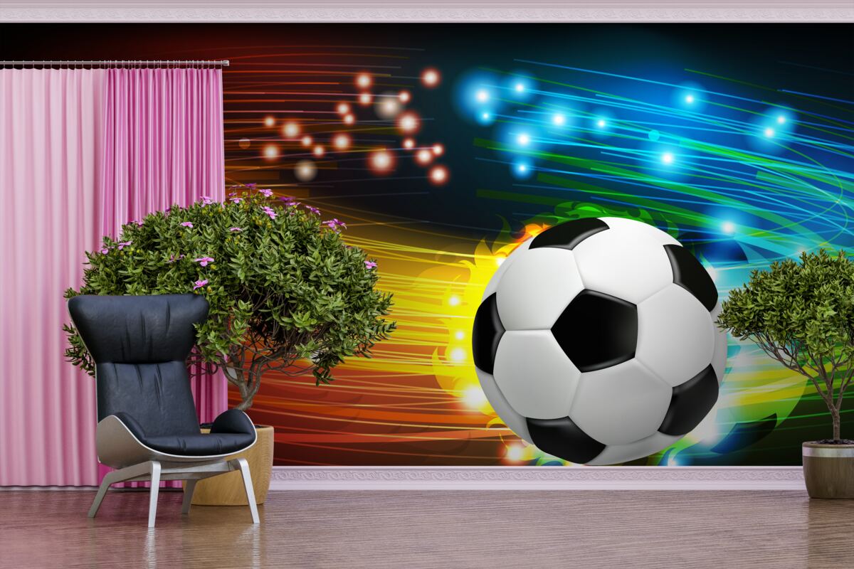Fototapet printre paleta de culori luminoase se numără fotbalul