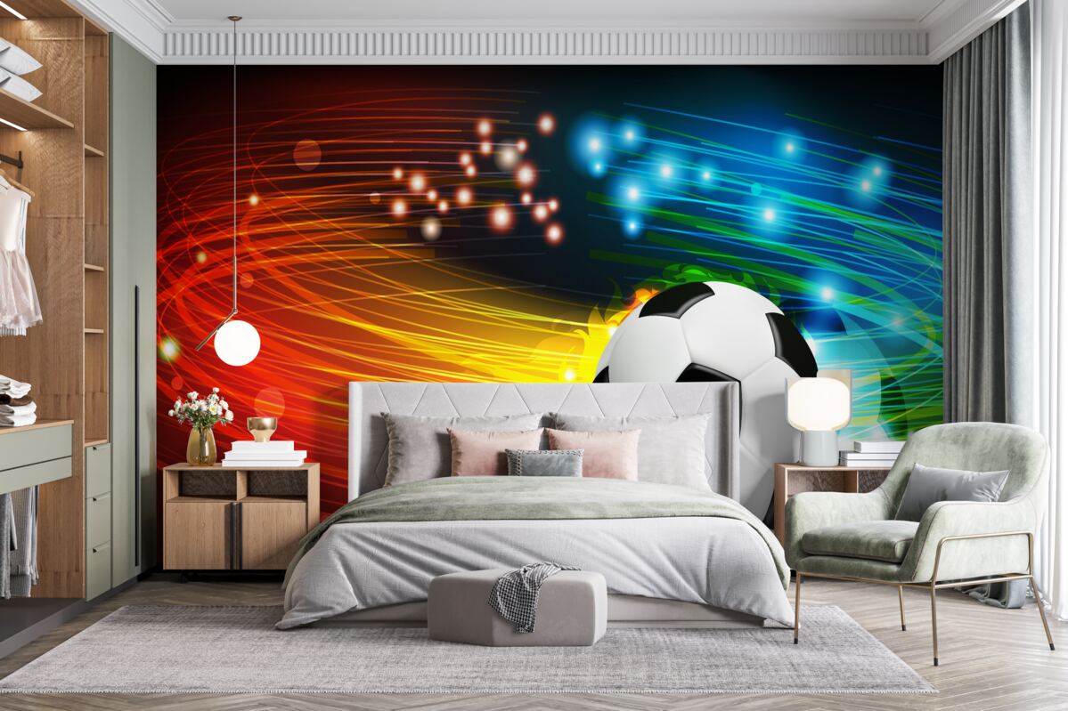 Fototapet printre paleta de culori luminoase se numără fotbalul