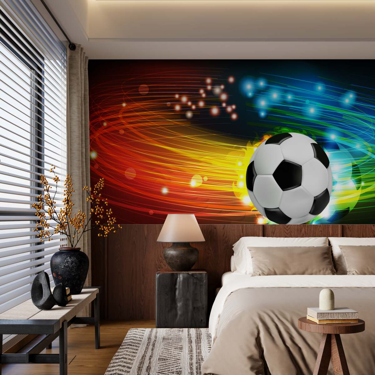 Fototapet printre paleta de culori luminoase se numără fotbalul