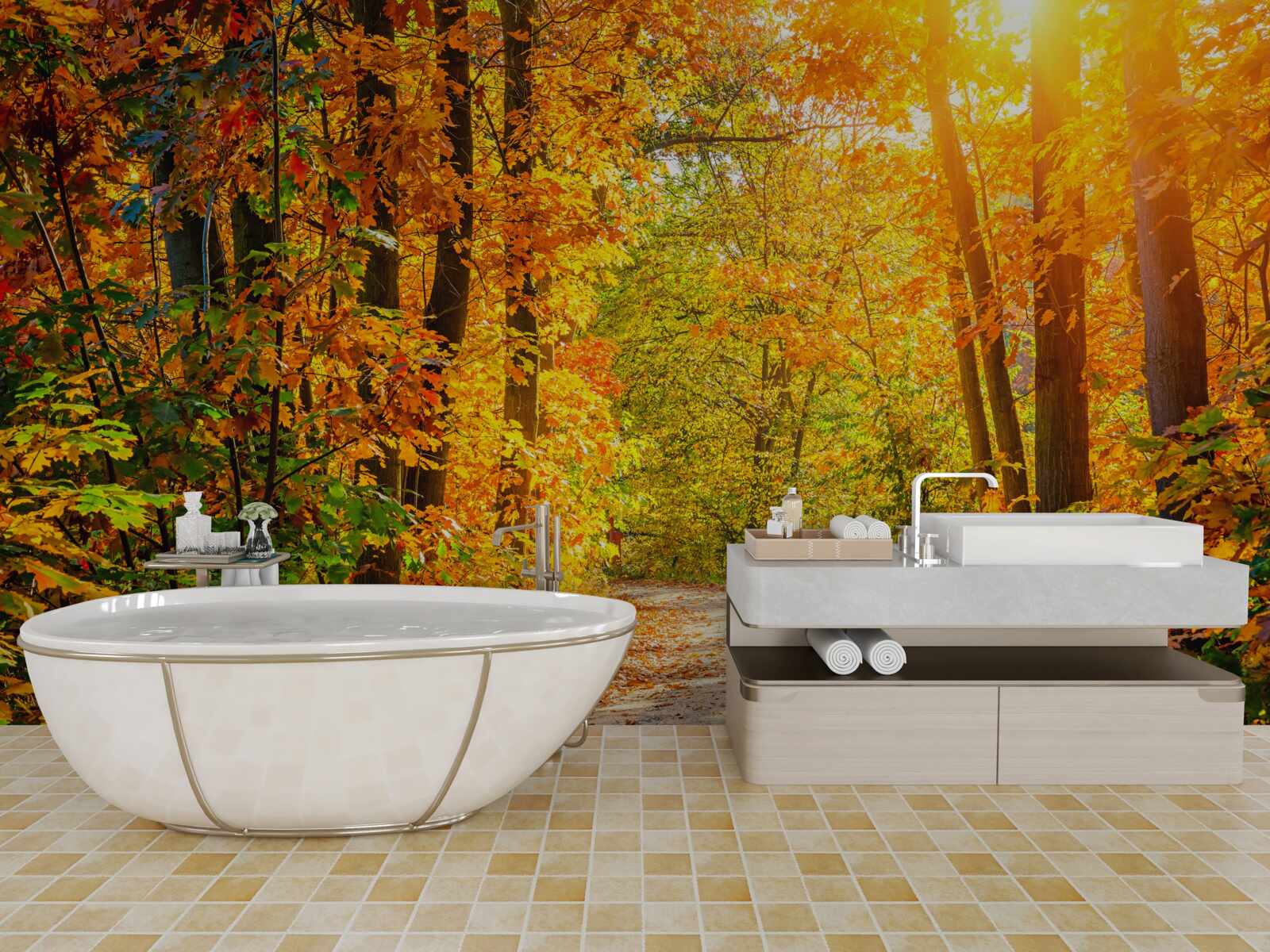 Fototapet apus de soare cu soare de toamnă